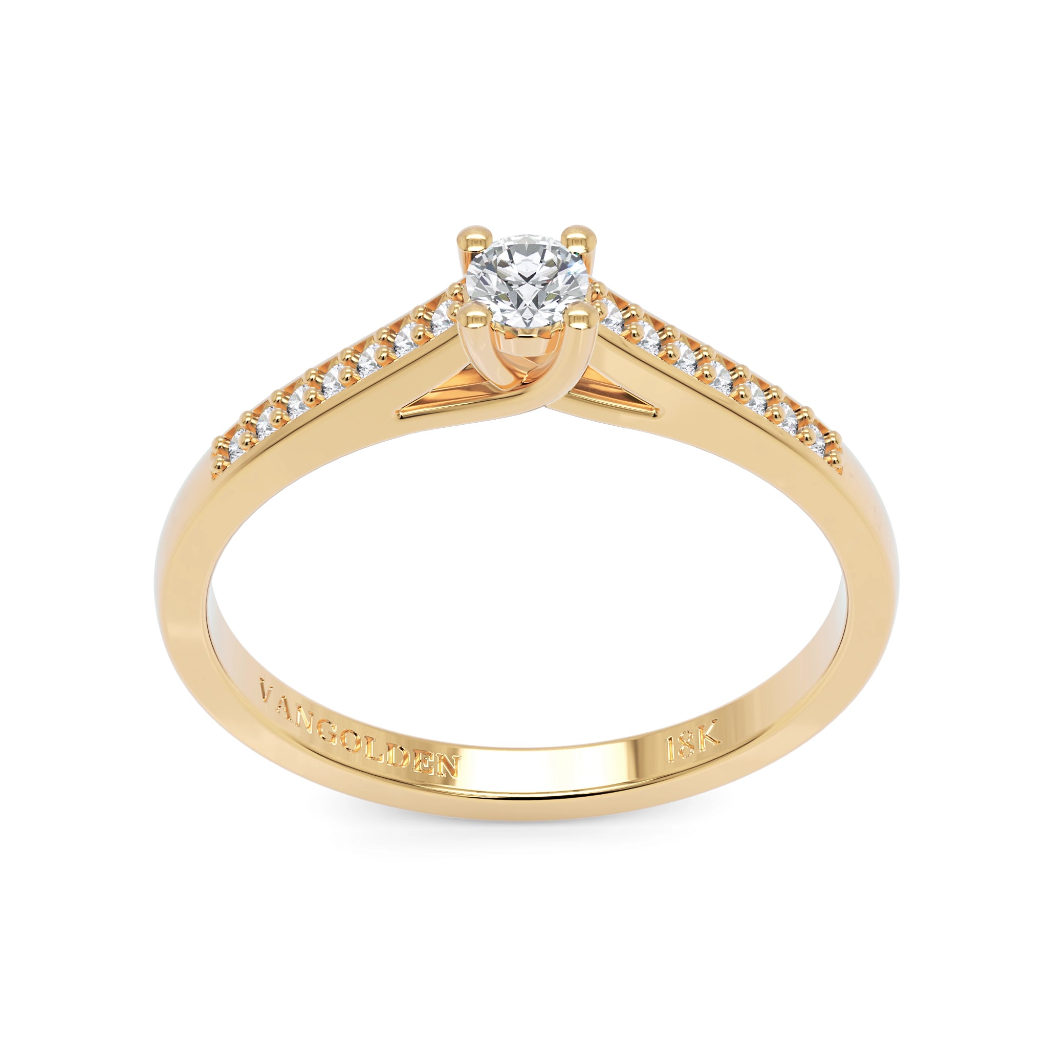 Anel de Noivado Fiorella II Diamante Natural 0,10 ct em Ouro 18K