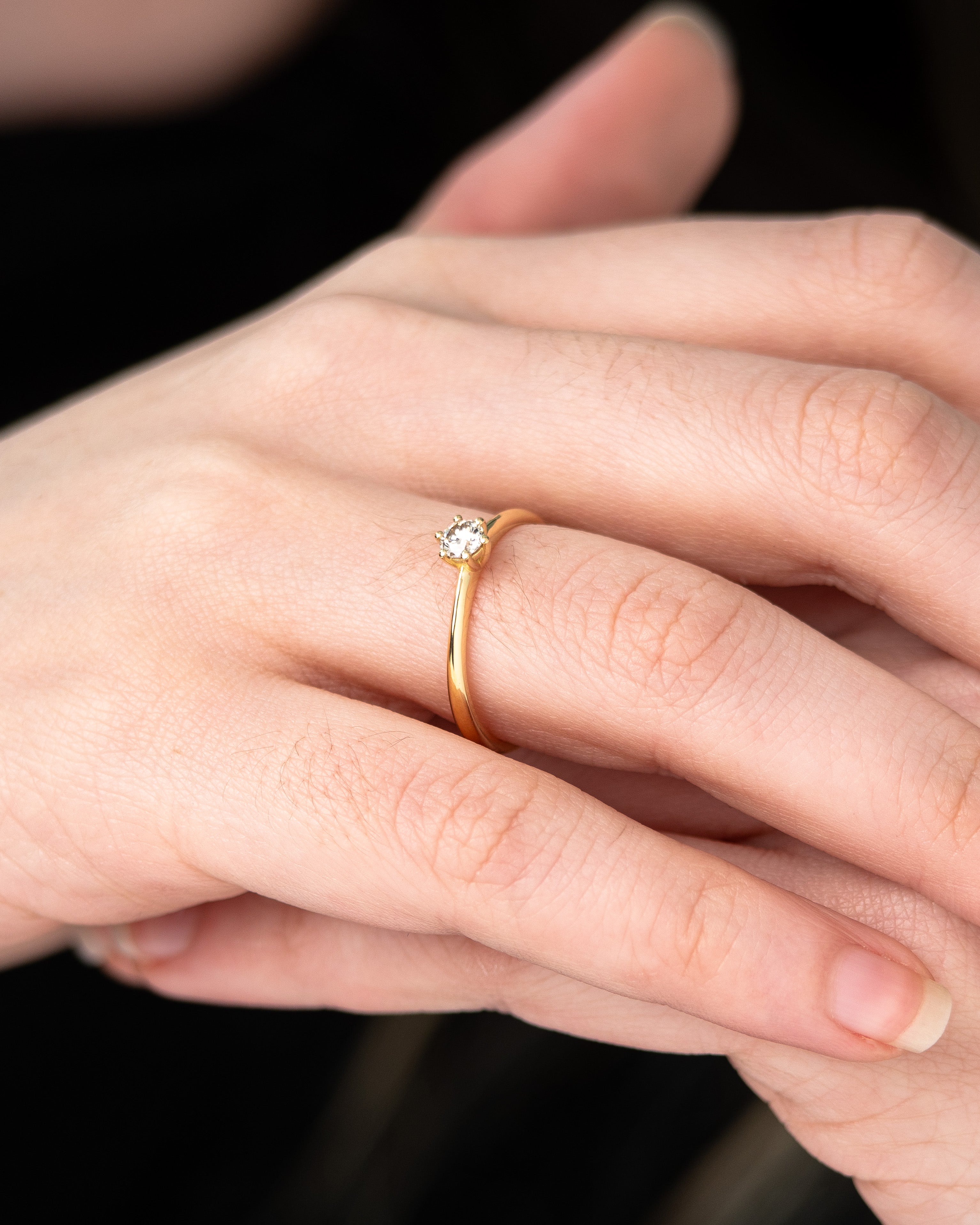 Anel de Noivado Little Miss Sunshine Moissanite 0,25 ct em Ouro 18K