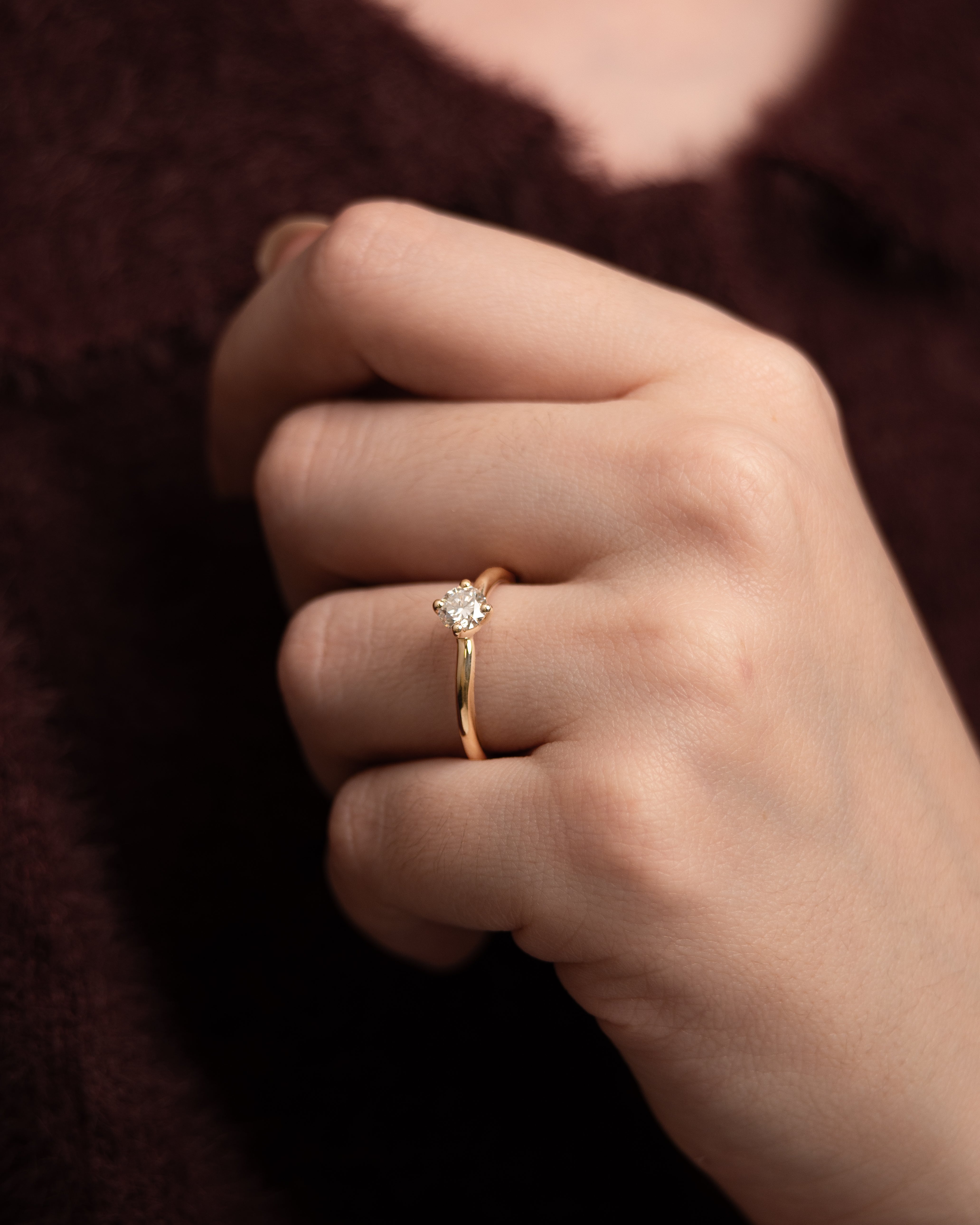 Anel de Noivado One Diamante Natural 0,45 ct em Ouro 18K