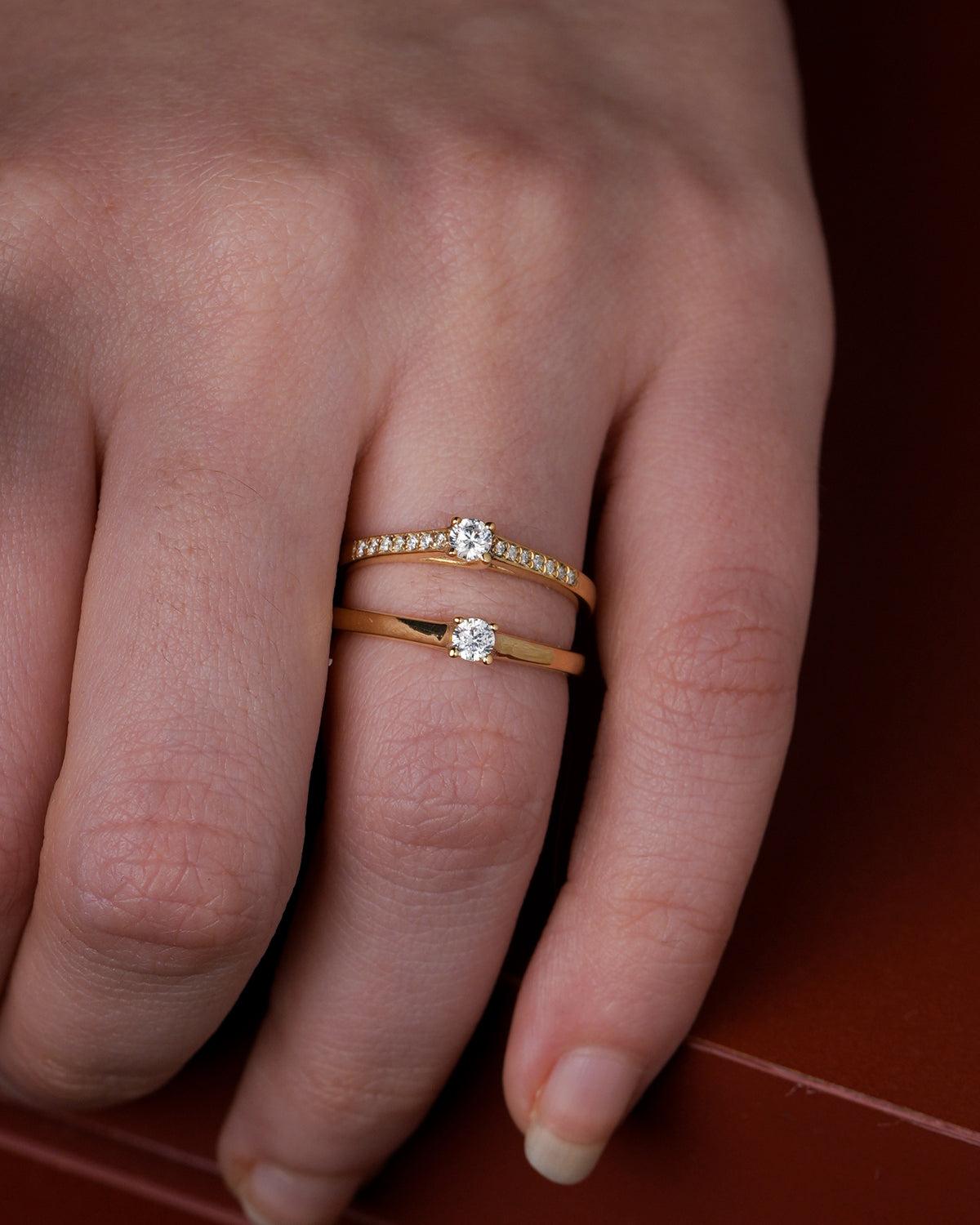 Anel de Noivado Fiorella II Diamante Natural 0,10 ct em Ouro 18K