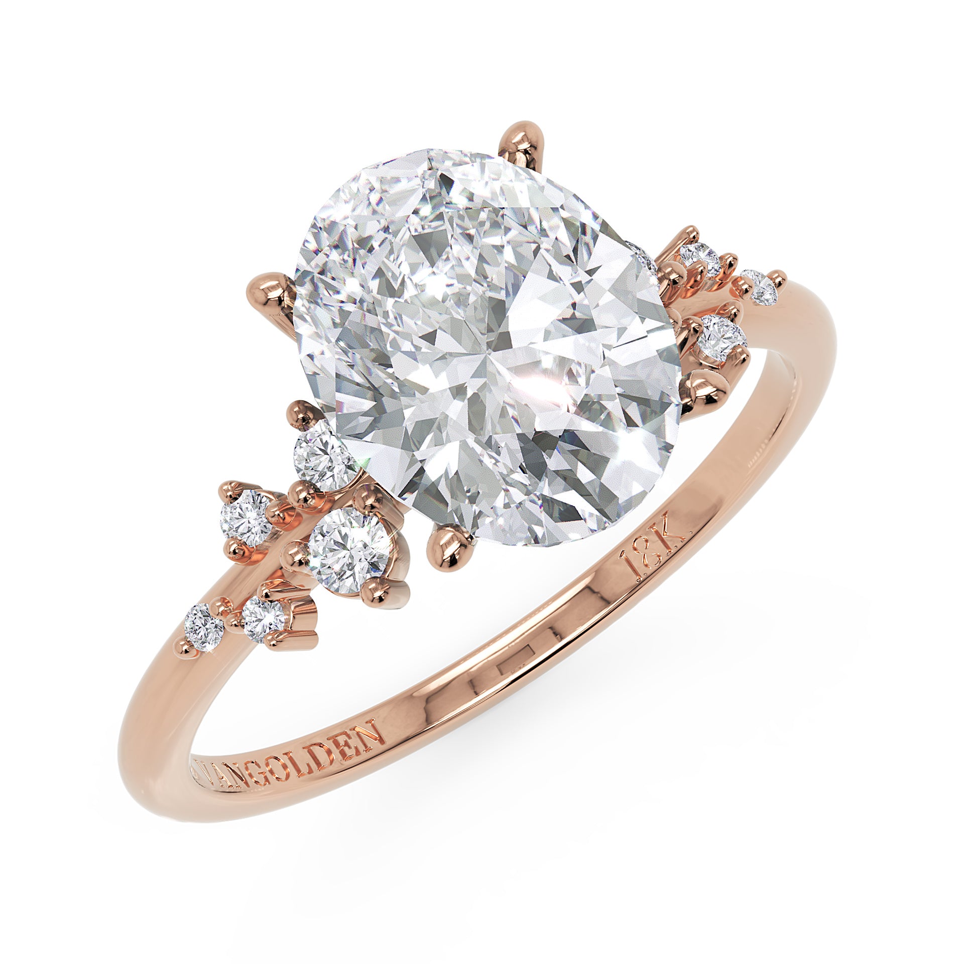 Anel de Noivado Aura Moissanite 2 ct em Ouro 18K