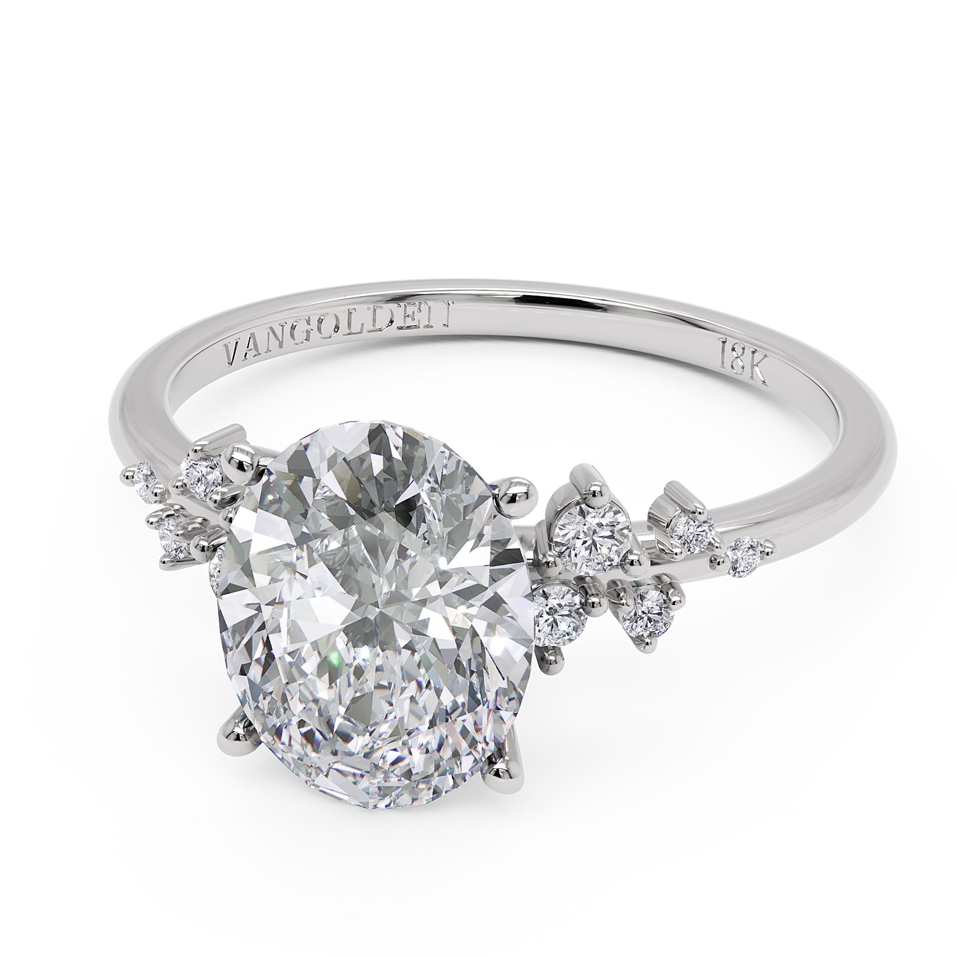 Anel de Noivado Aura Moissanite 2 ct em Ouro 18K