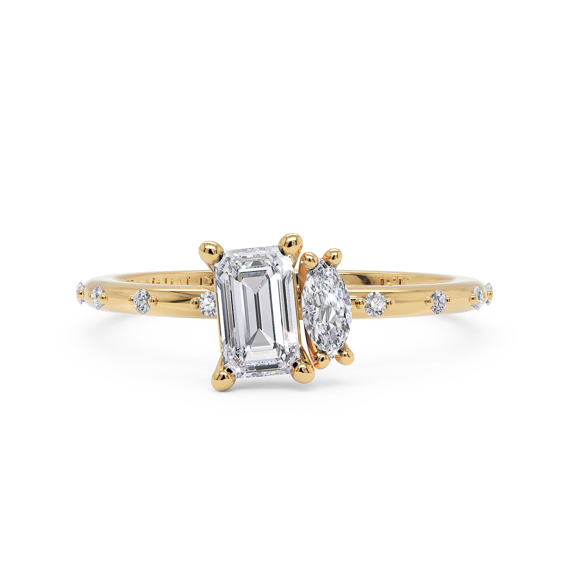 Anel Dual em Ouro 18K com Moissanite Toi et Moi