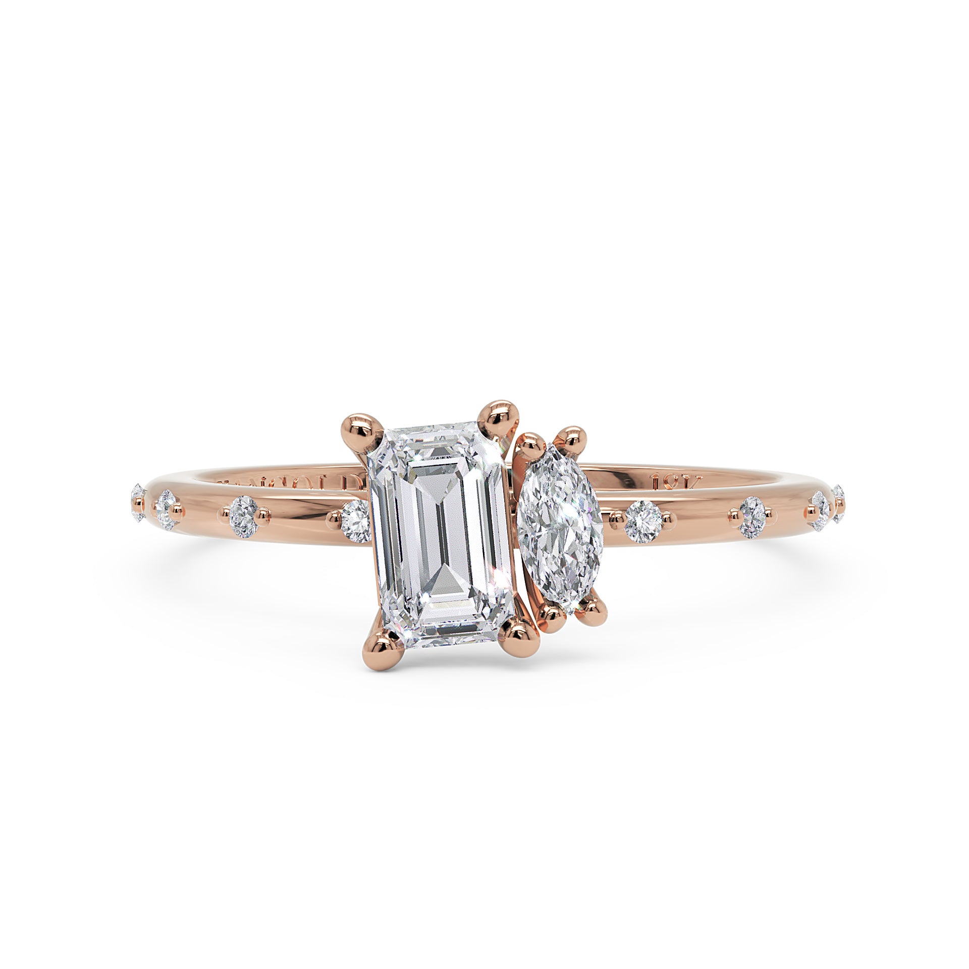 Anel Dual em Ouro 18K com Moissanite Toi et Moi