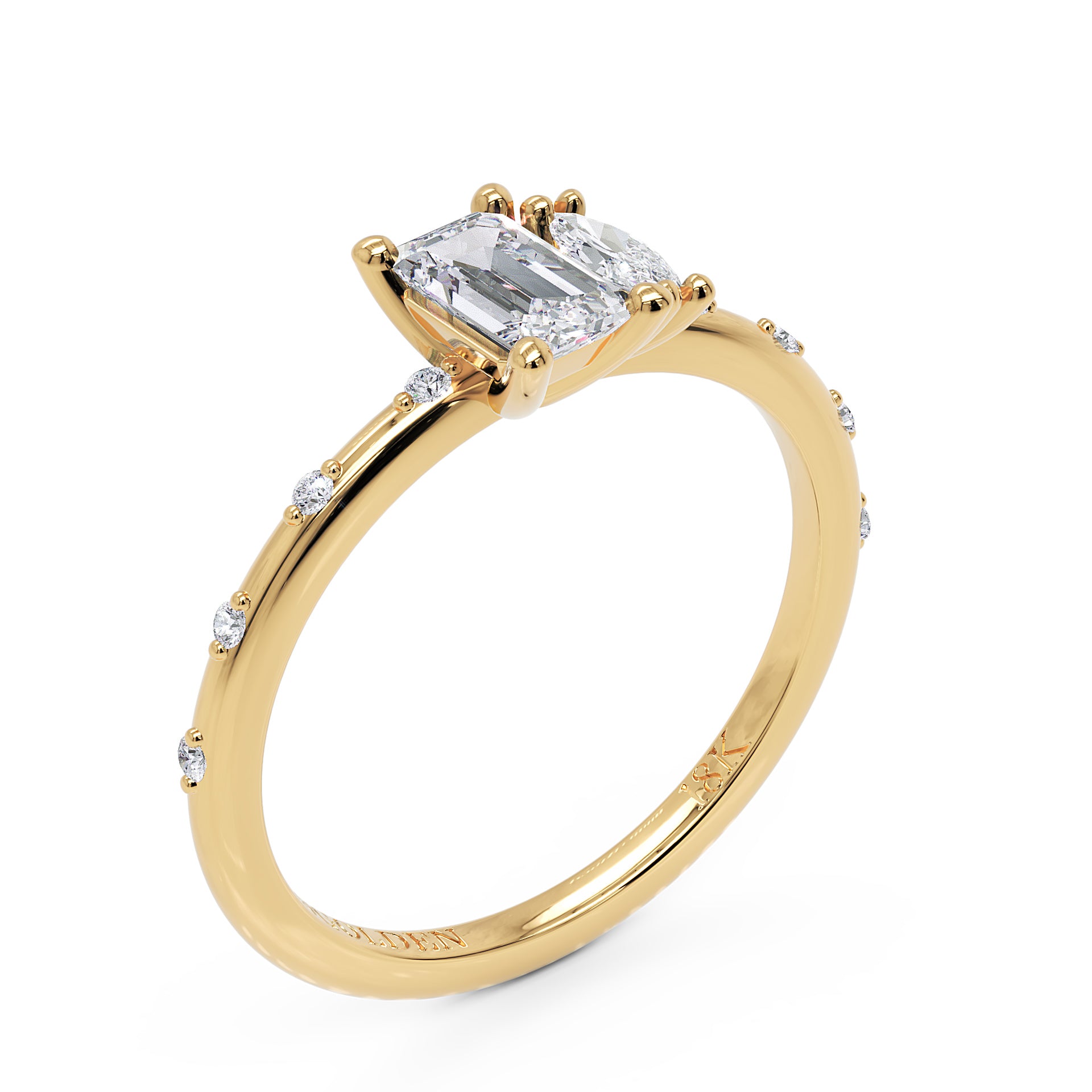 Anel Dual em Ouro 18K com Moissanite Toi et Moi