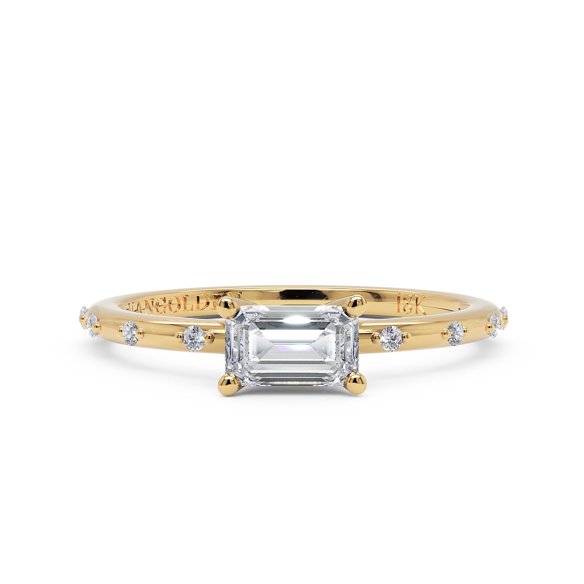 Anel Prizma em Ouro 18K com Moissanite East-West