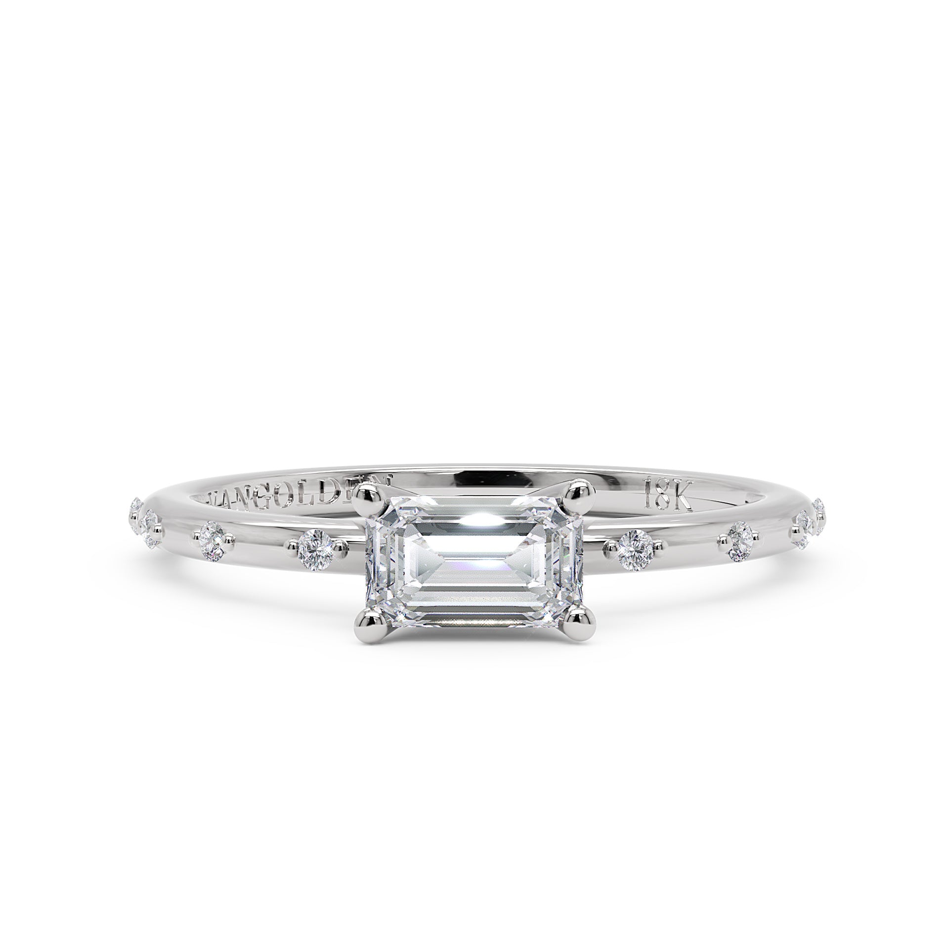 Anel Prizma em Ouro 18K com Moissanite East-West