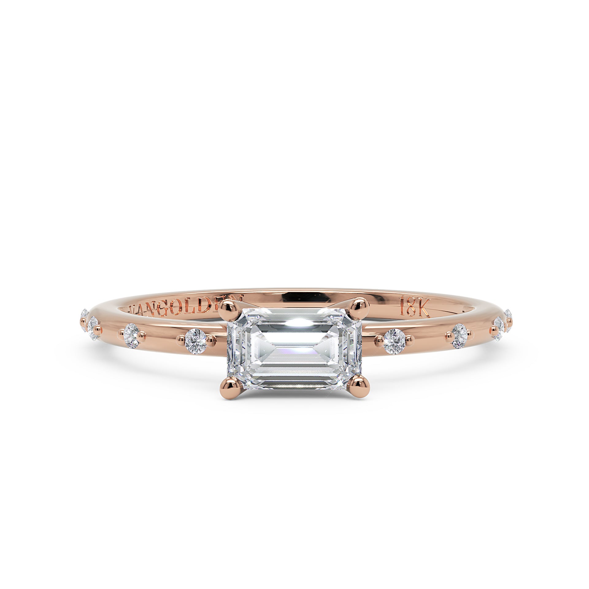 Anel Prizma em Ouro 18K com Moissanite East-West