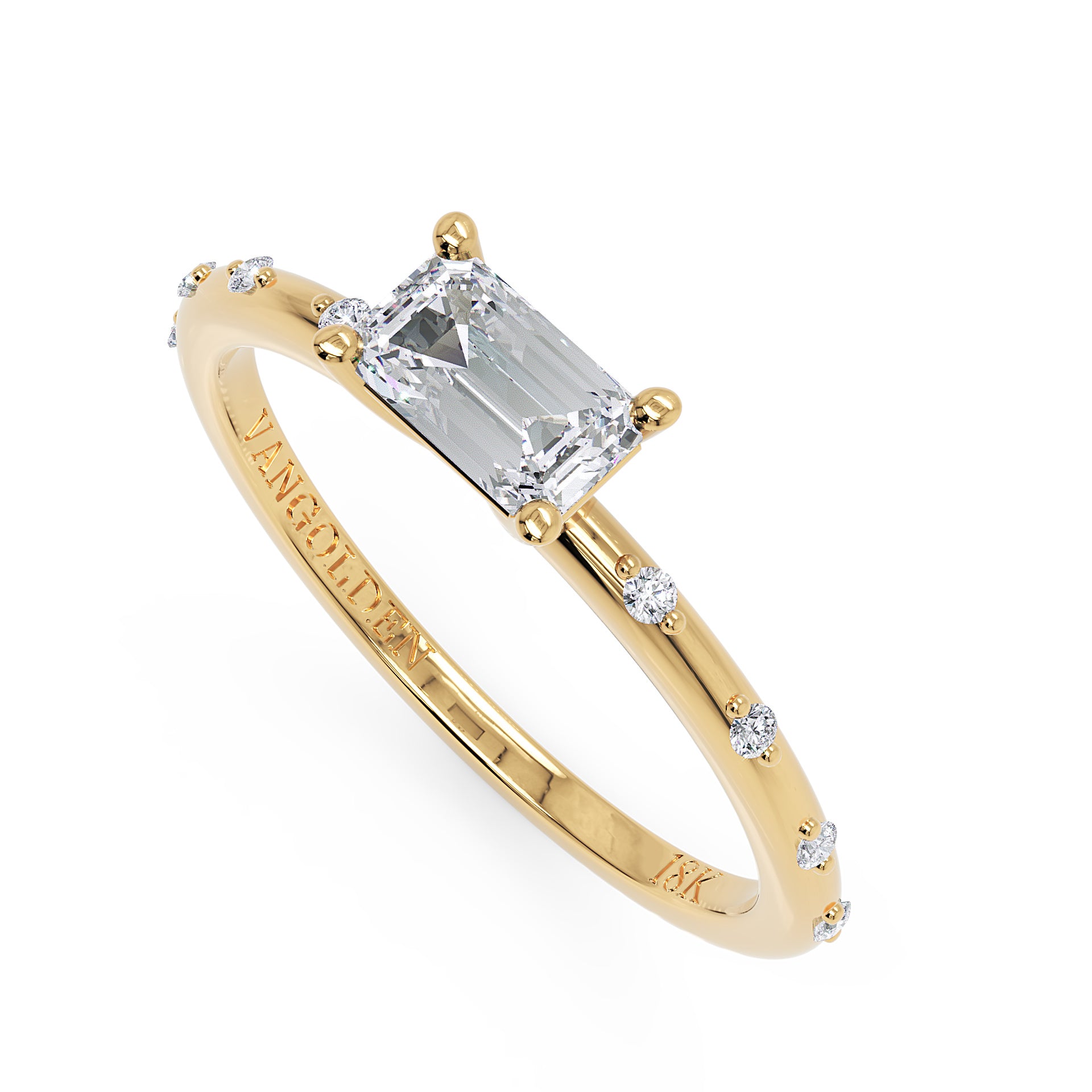 Anel Prizma em Ouro 18K com Moissanite East-West