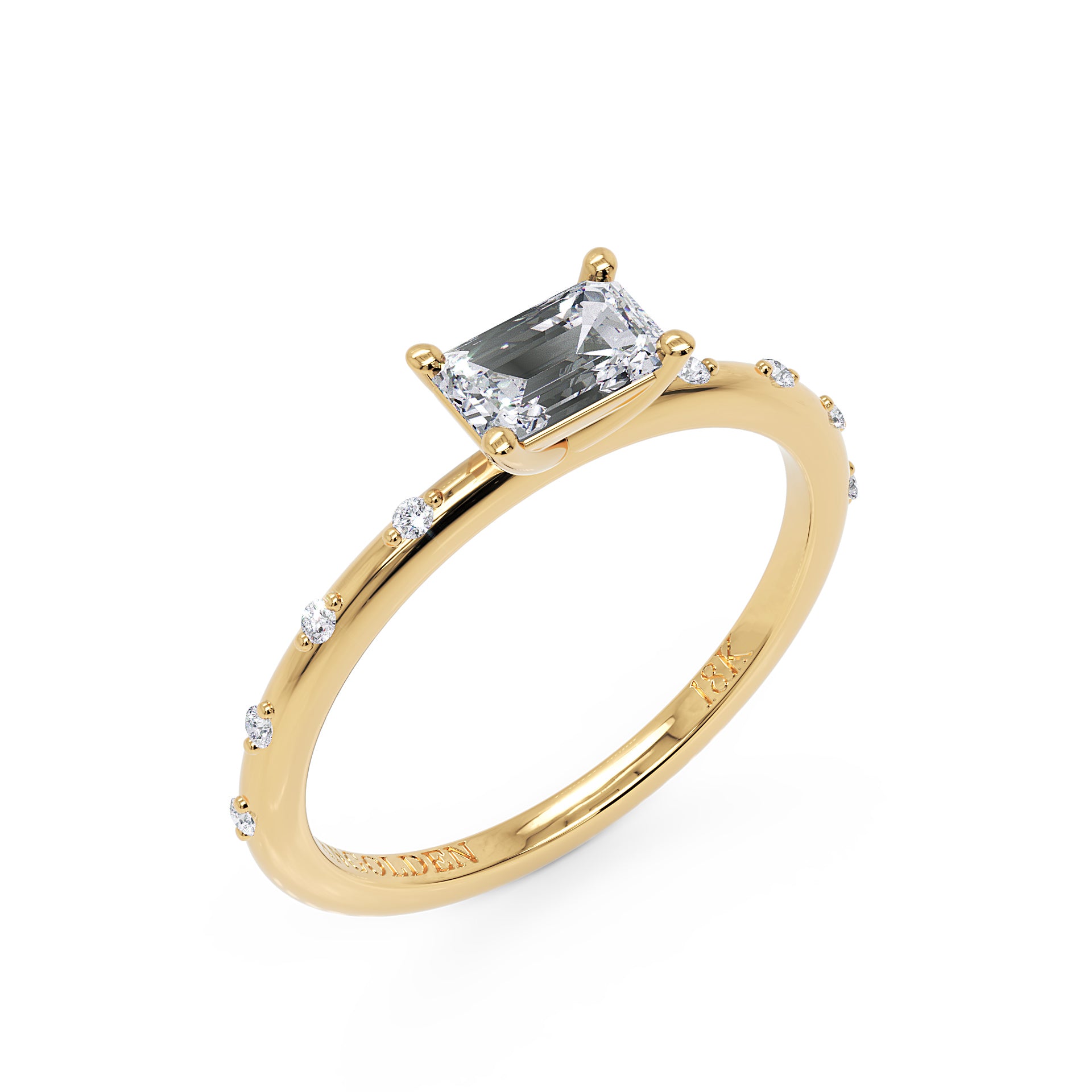 Anel Prizma em Ouro 18K com Moissanite East-West