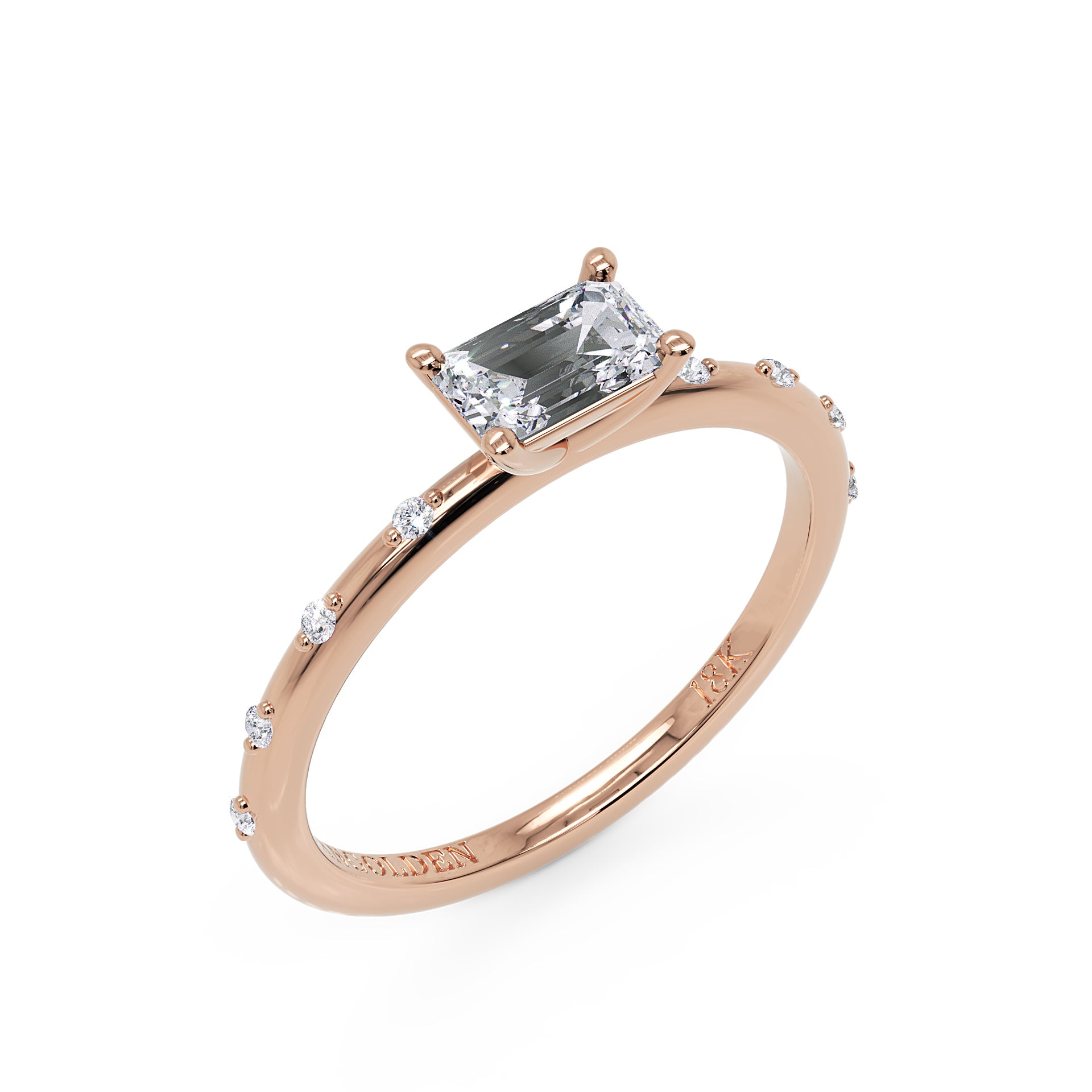 Anel Prizma em Ouro 18K com Moissanite East-West