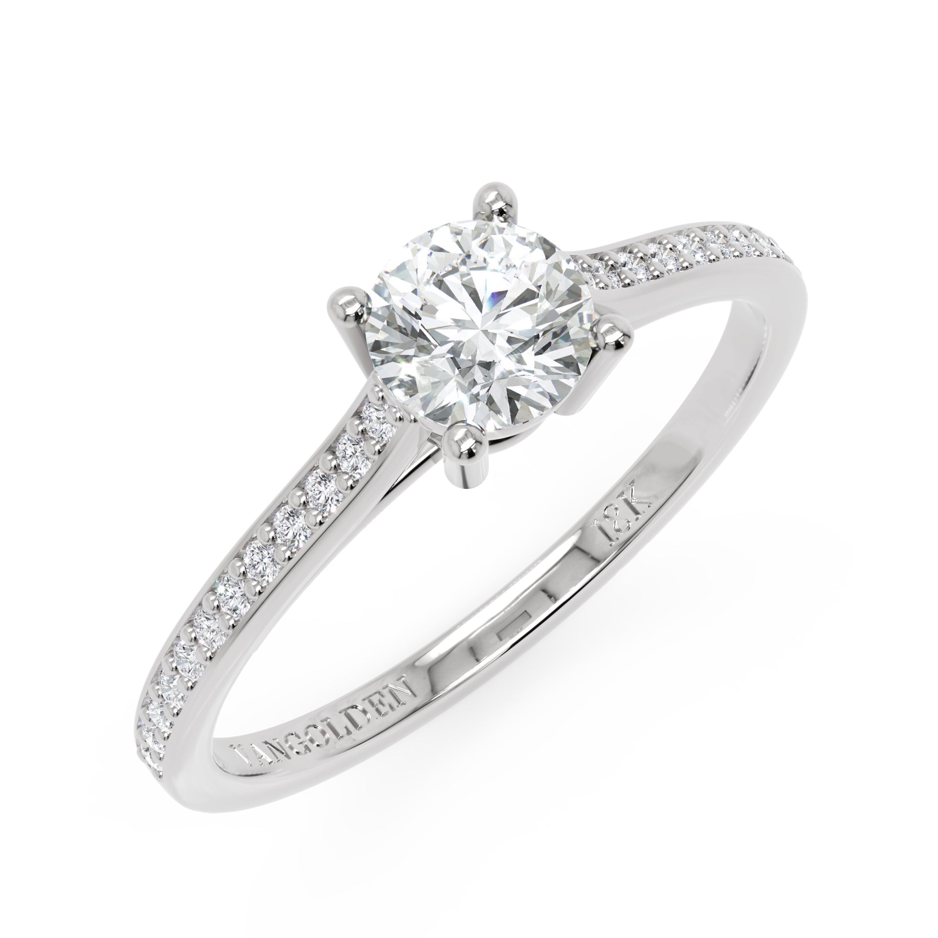 Anel de Noivado Stellae II Moissanite 0,50 ct em Ouro 18K