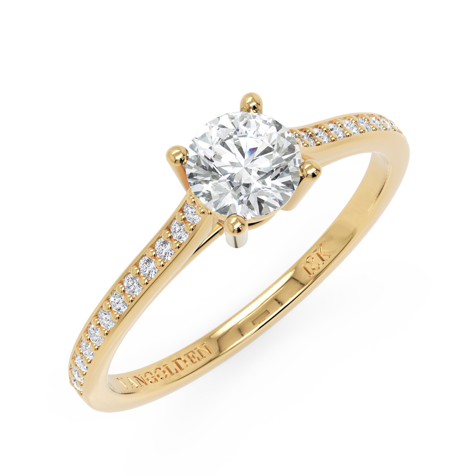 Anel de Noivado Stellae II Moissanite 0,50 ct em Ouro 18K