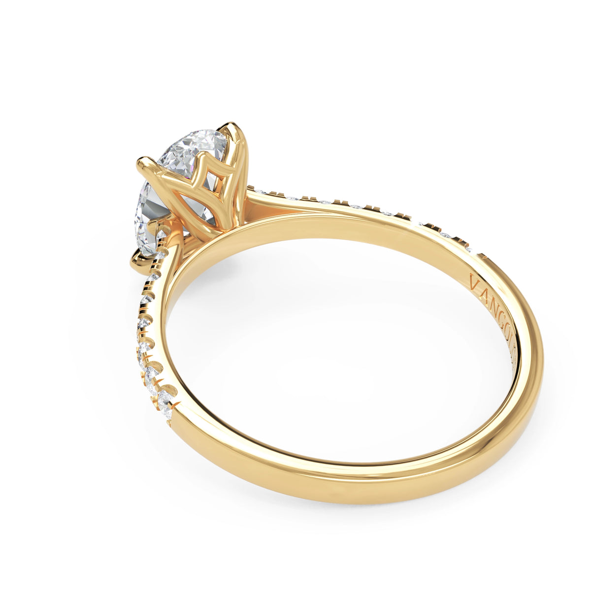 1.5 ct Lab Diamond Palette Tulip Engagement Ring in 18K Gold