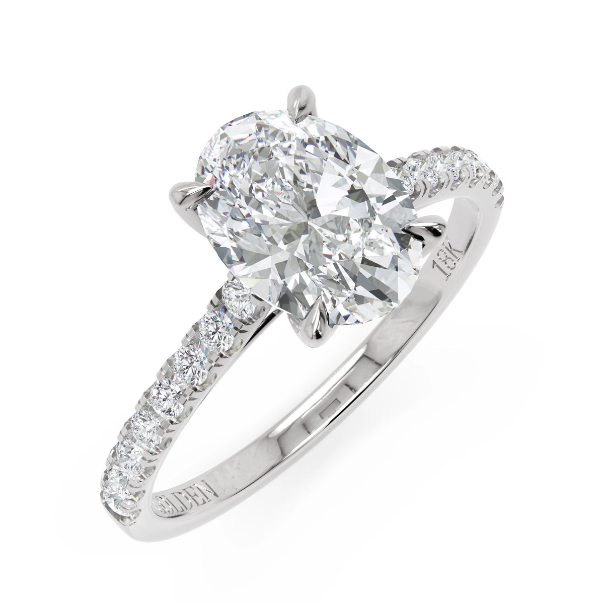 1.5 ct Lab Diamond Palette Tulip Engagement Ring in 18K Gold