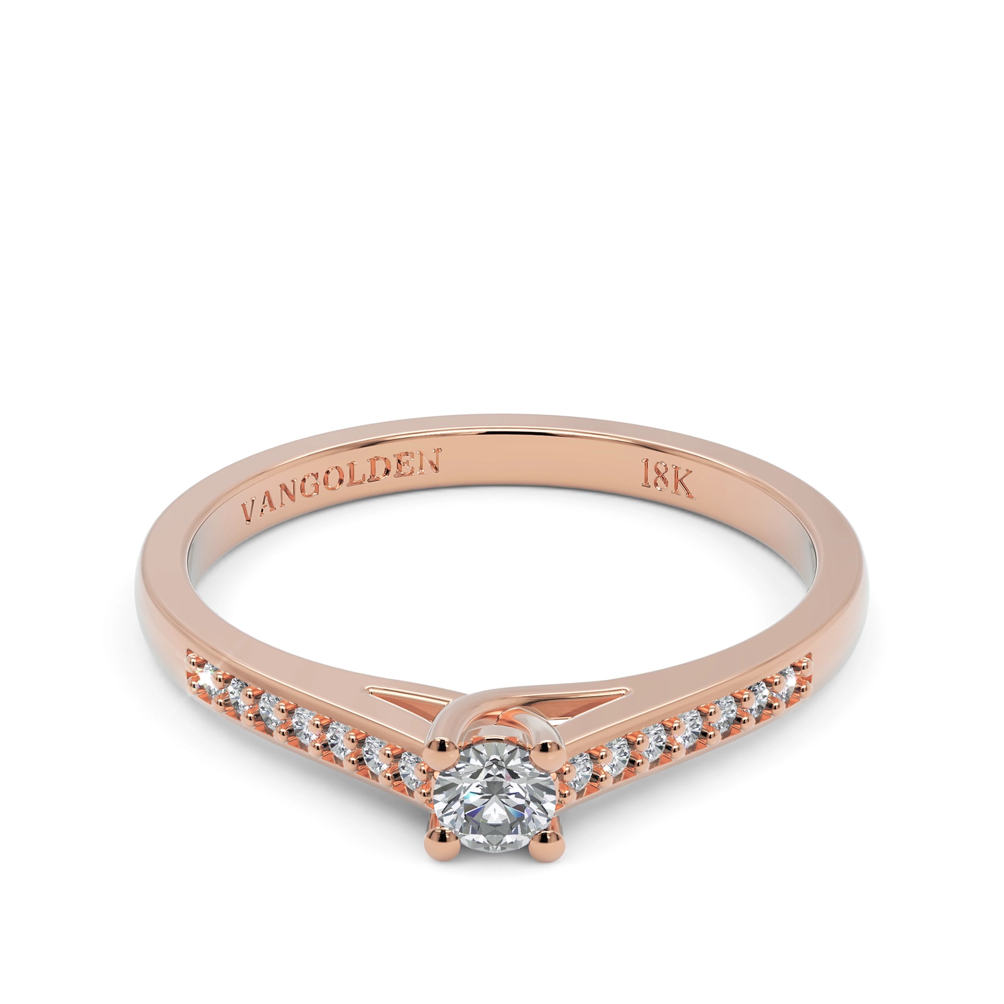 Anel de Noivado Fiorella II Diamante Natural 0,10 ct em Ouro 18K