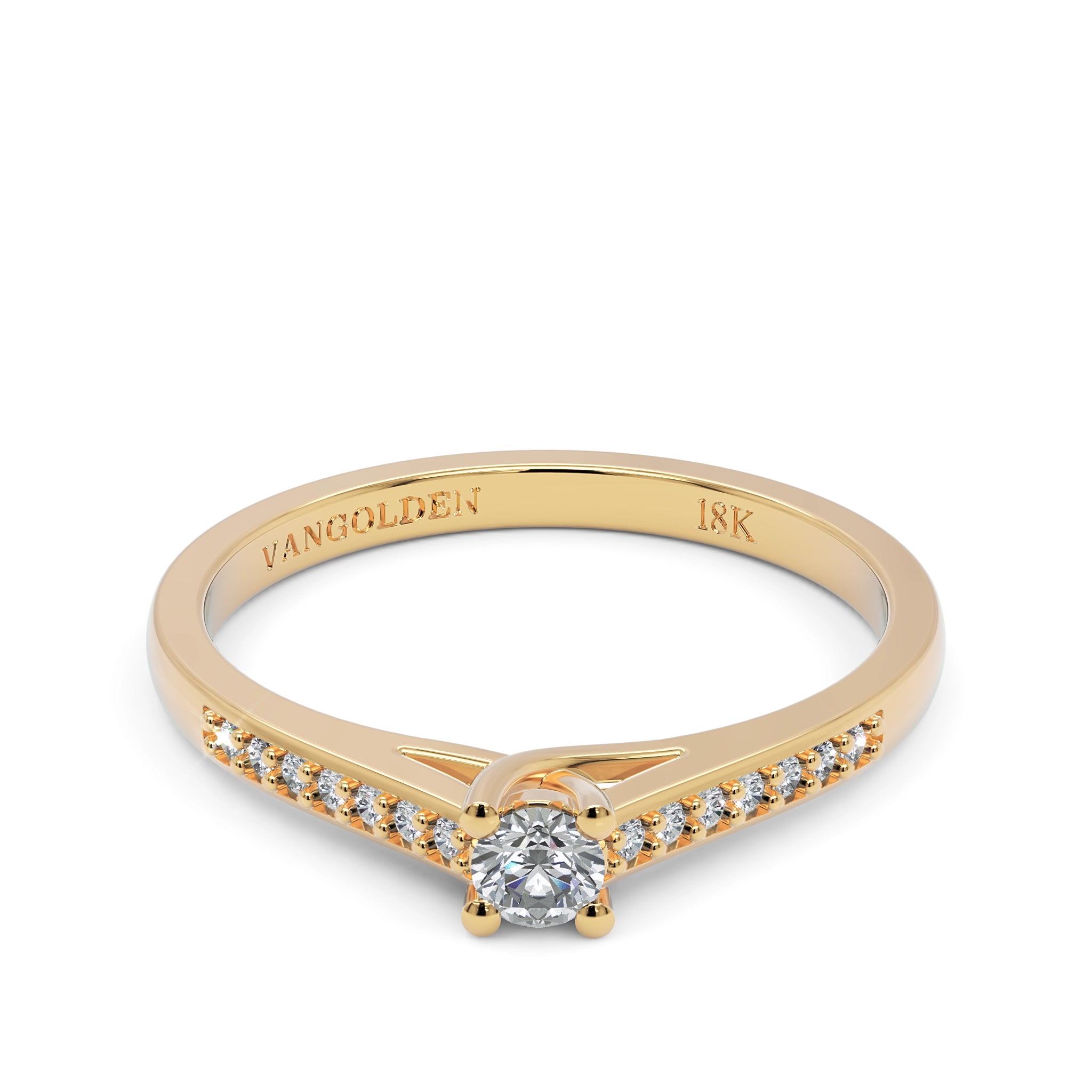 Anel de Noivado Fiorella II Diamante Natural 0,10 ct em Ouro 18K