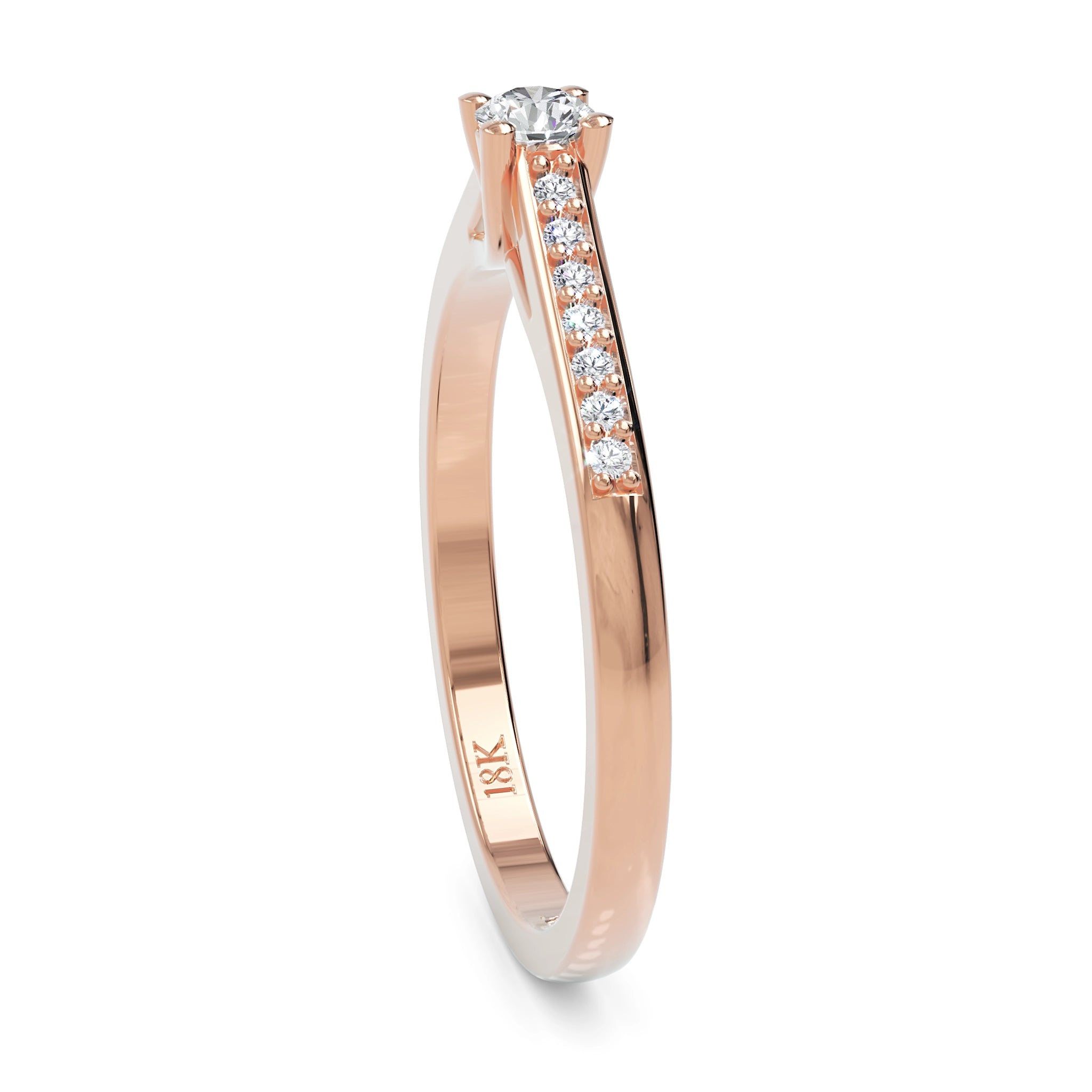 Anel de Noivado Fiorella II Diamante Natural 0,10 ct em Ouro 18K