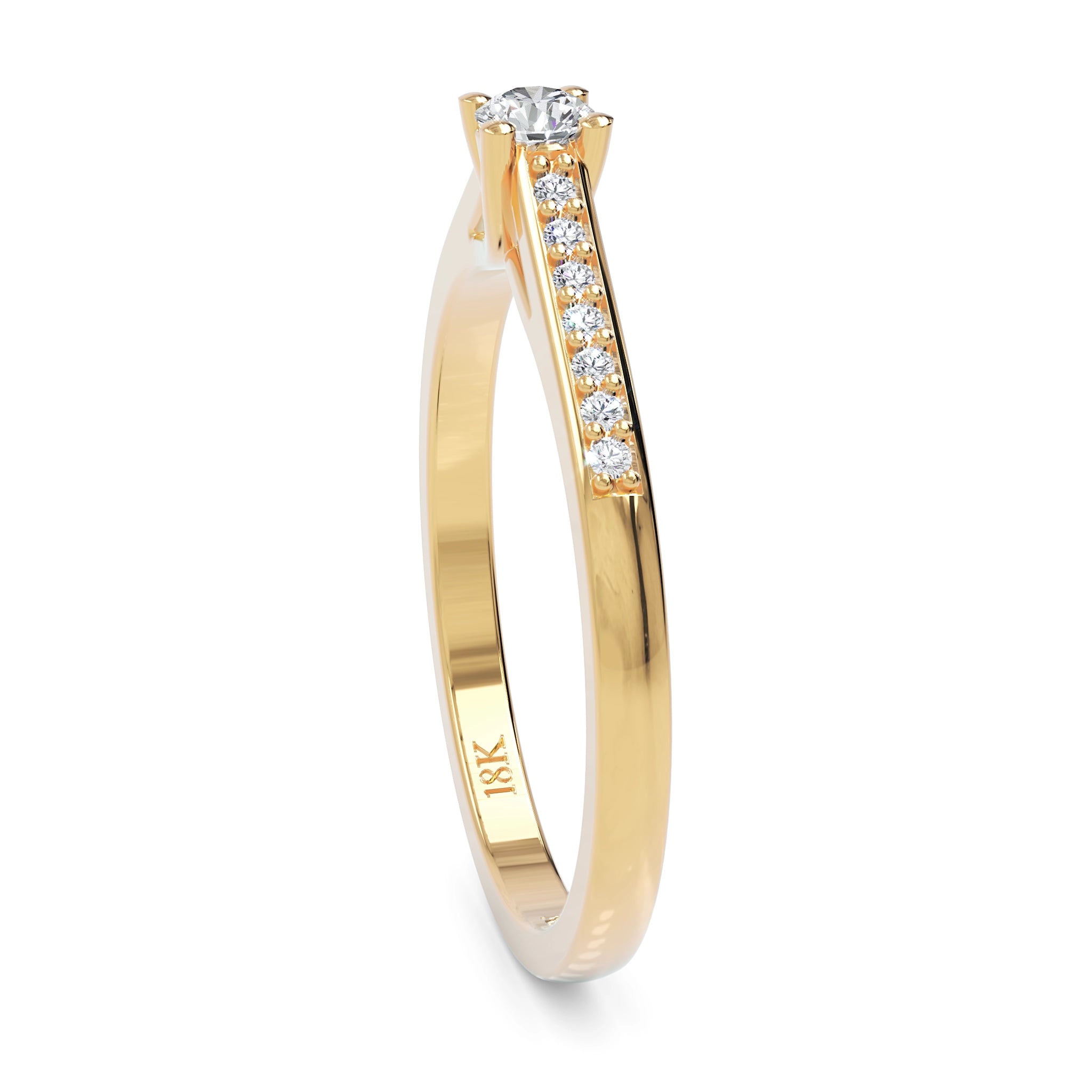 Anel de Noivado Fiorella II Diamante Natural 0,10 ct em Ouro 18K