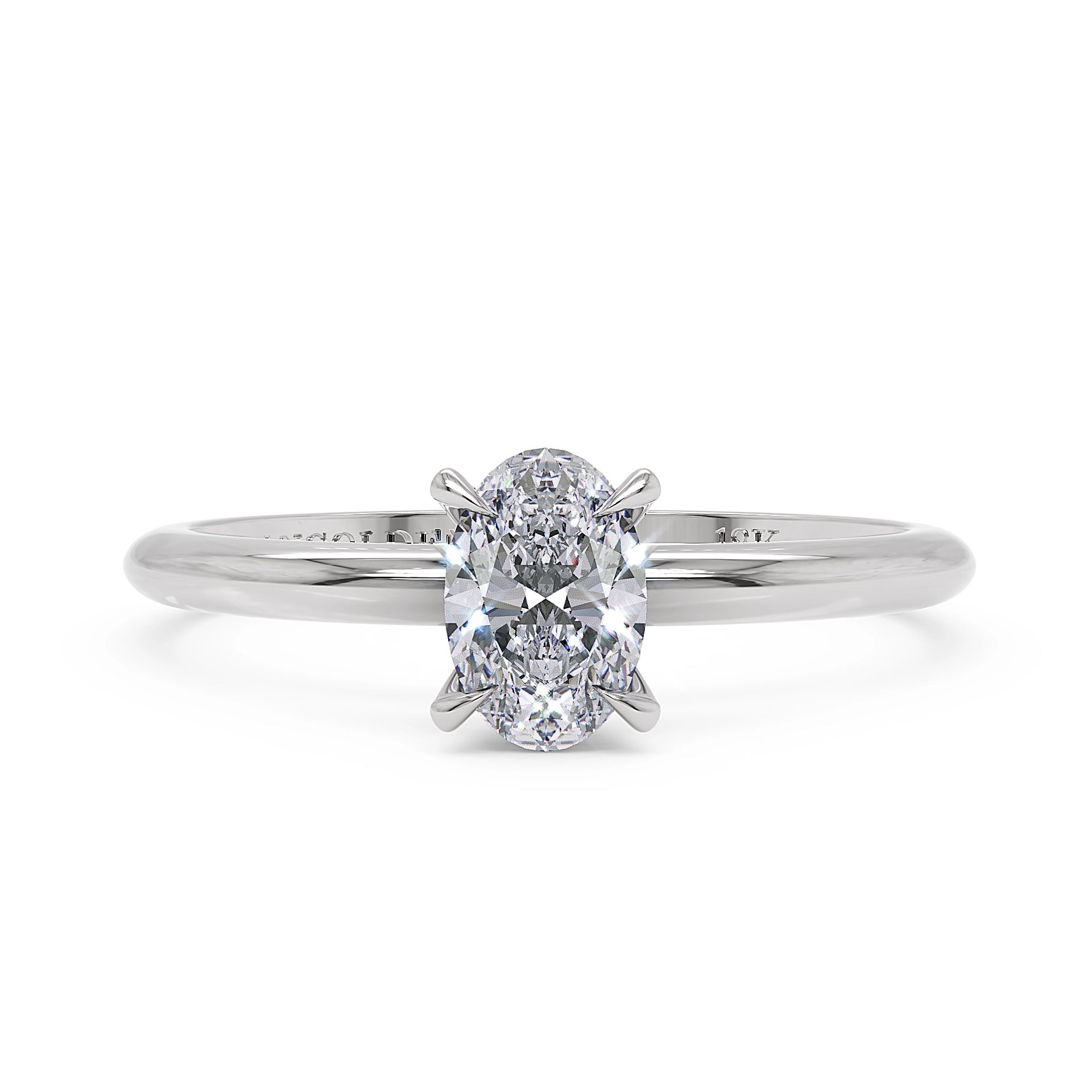 #cor_ouro branco Anel de noivado em ouro 18k branco com diamante oval 50 pontos 5mm brilhante