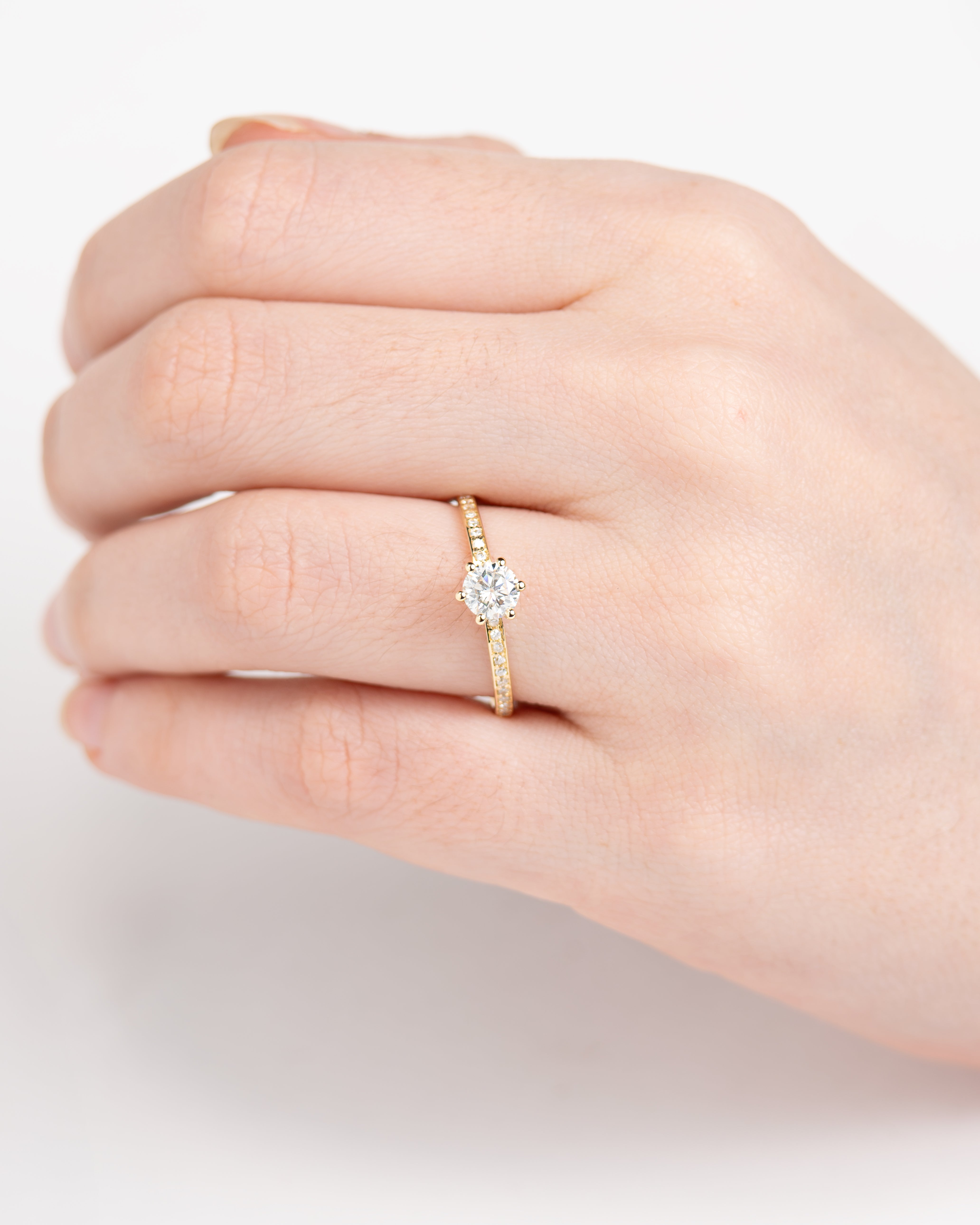 Anel de Noivado Amélie II em Ouro 18k Amarelo e Moissanite 50pts