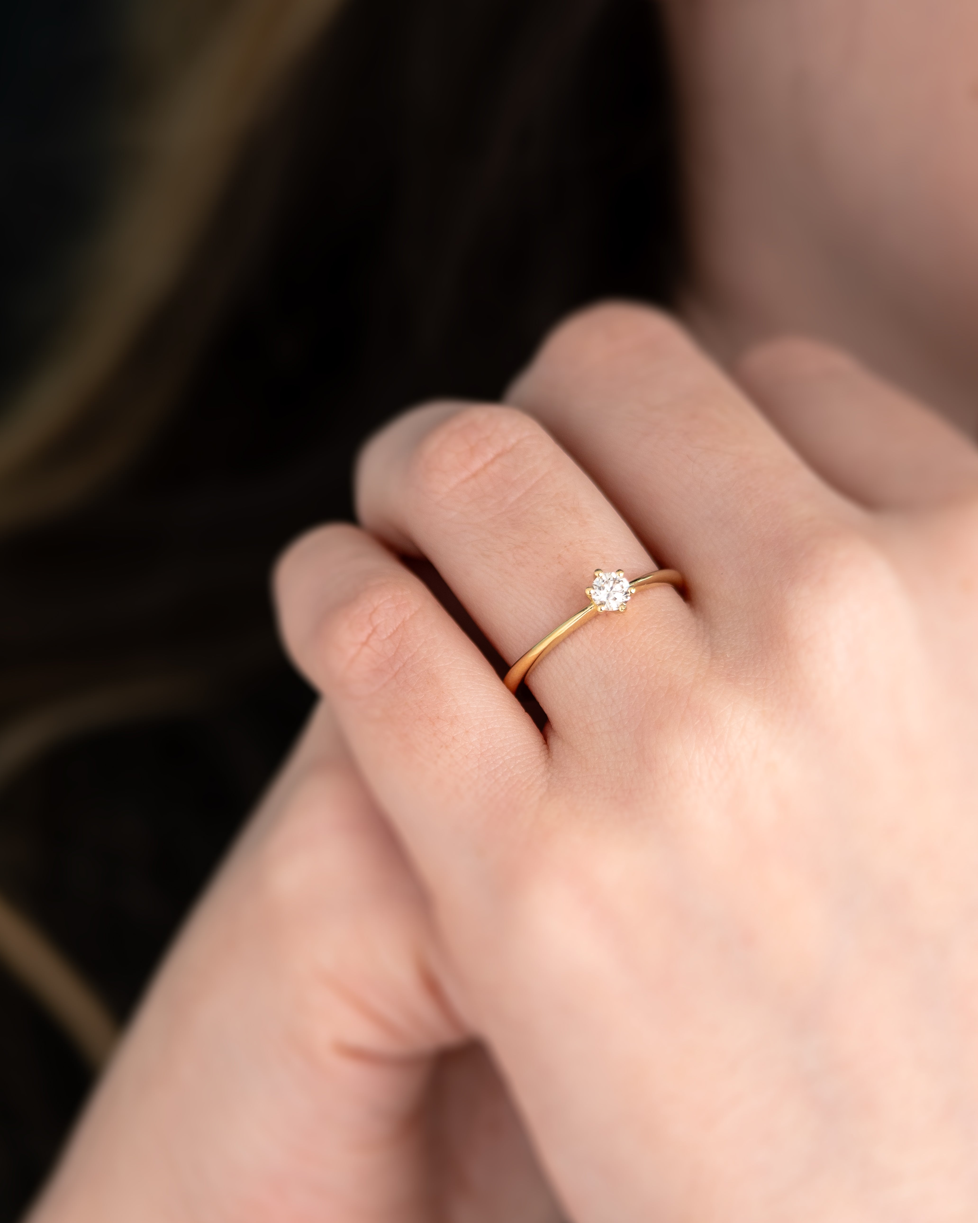 Anel de Noivado Little Miss Sunshine Moissanite 0,25 ct em Ouro 18K