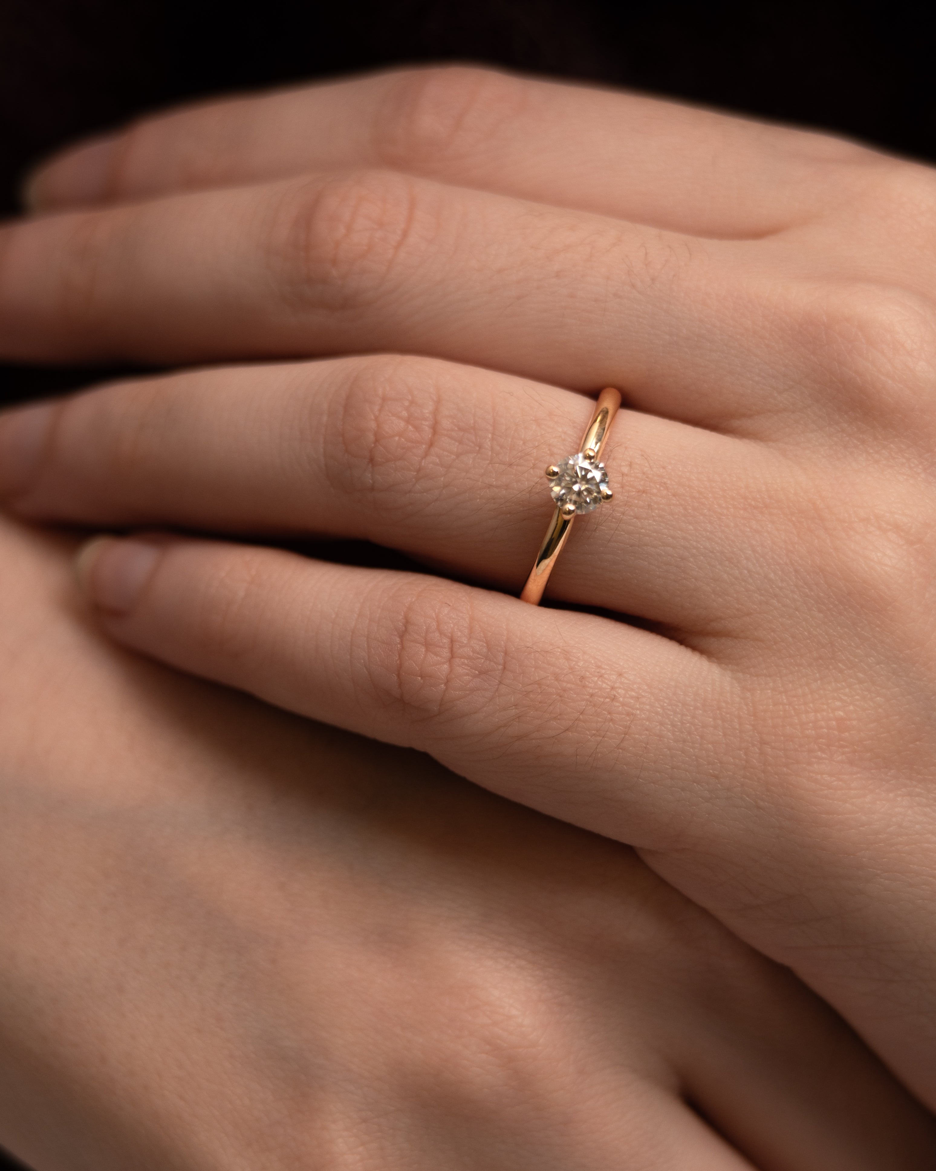 Anel de Noivado One Diamante Natural 0,45 ct em Ouro 18K