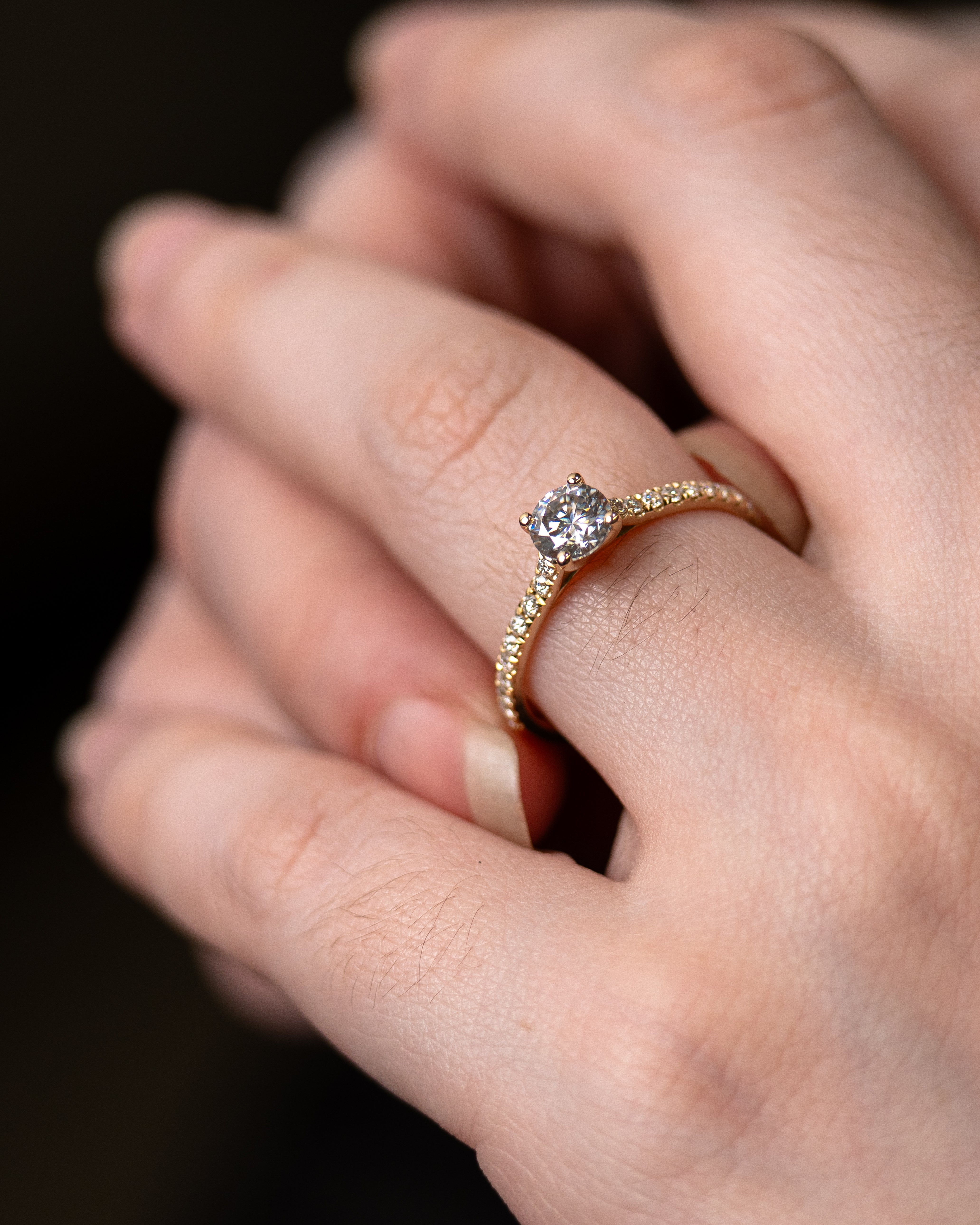 Anel de Noivado Golden Moissanite 0,50 ct em Ouro 18K