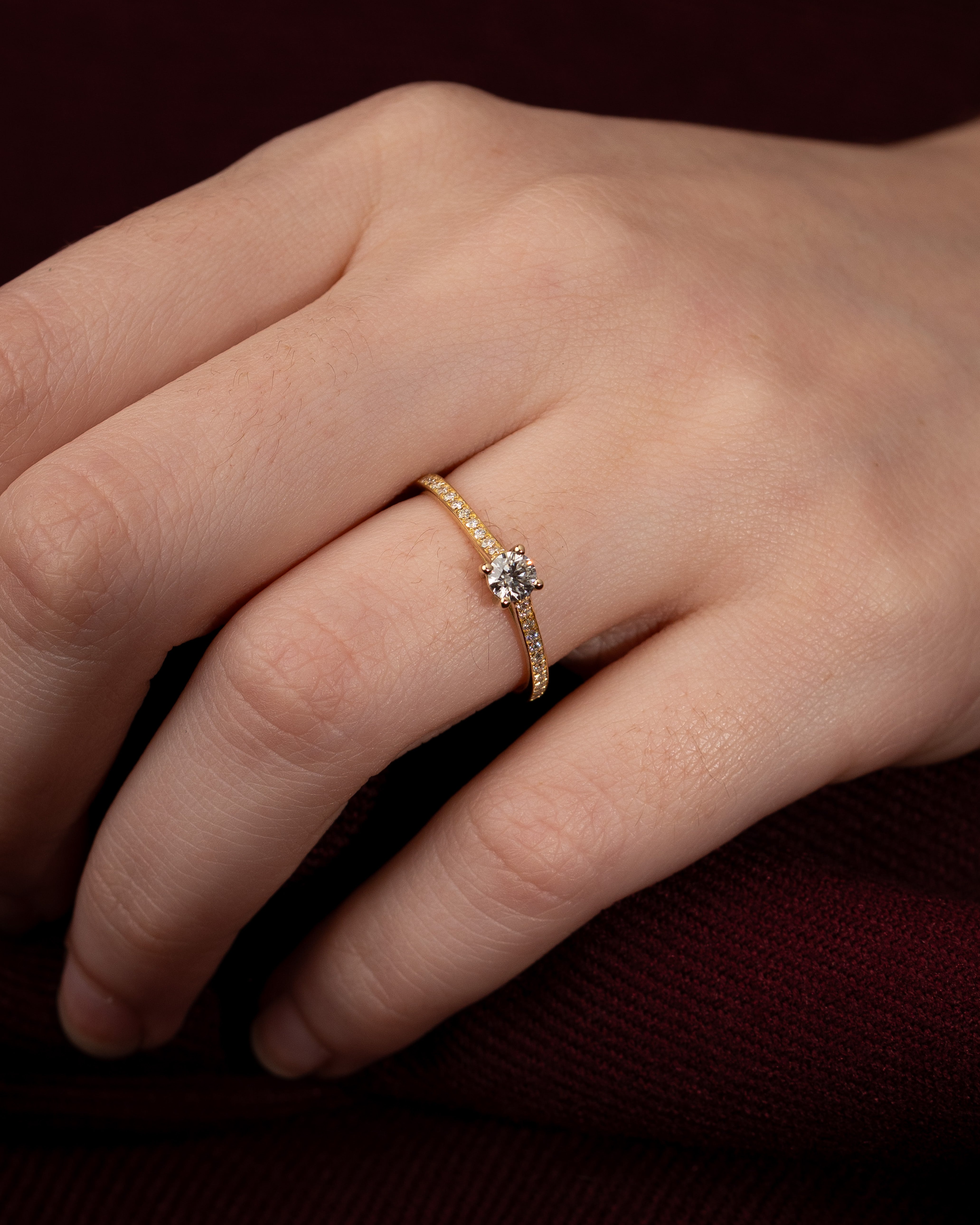 Anel de Noivado Stellae II Diamante de Laboratório 0,25 ct em Ouro 18K