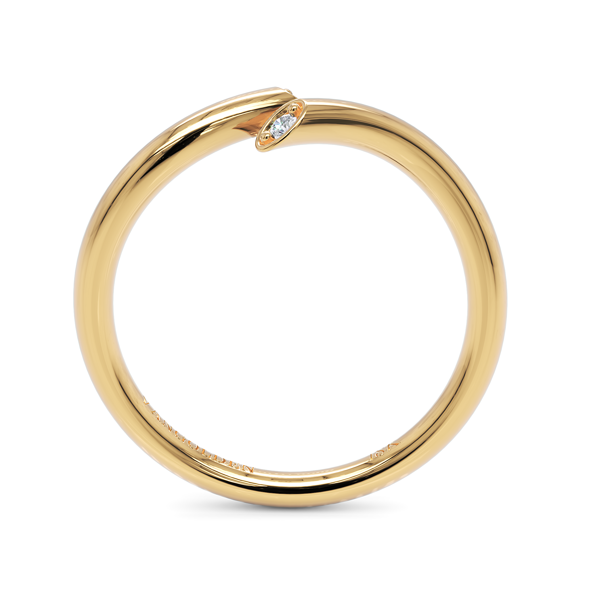 Anel Singular Com Diamante em Ouro 18K