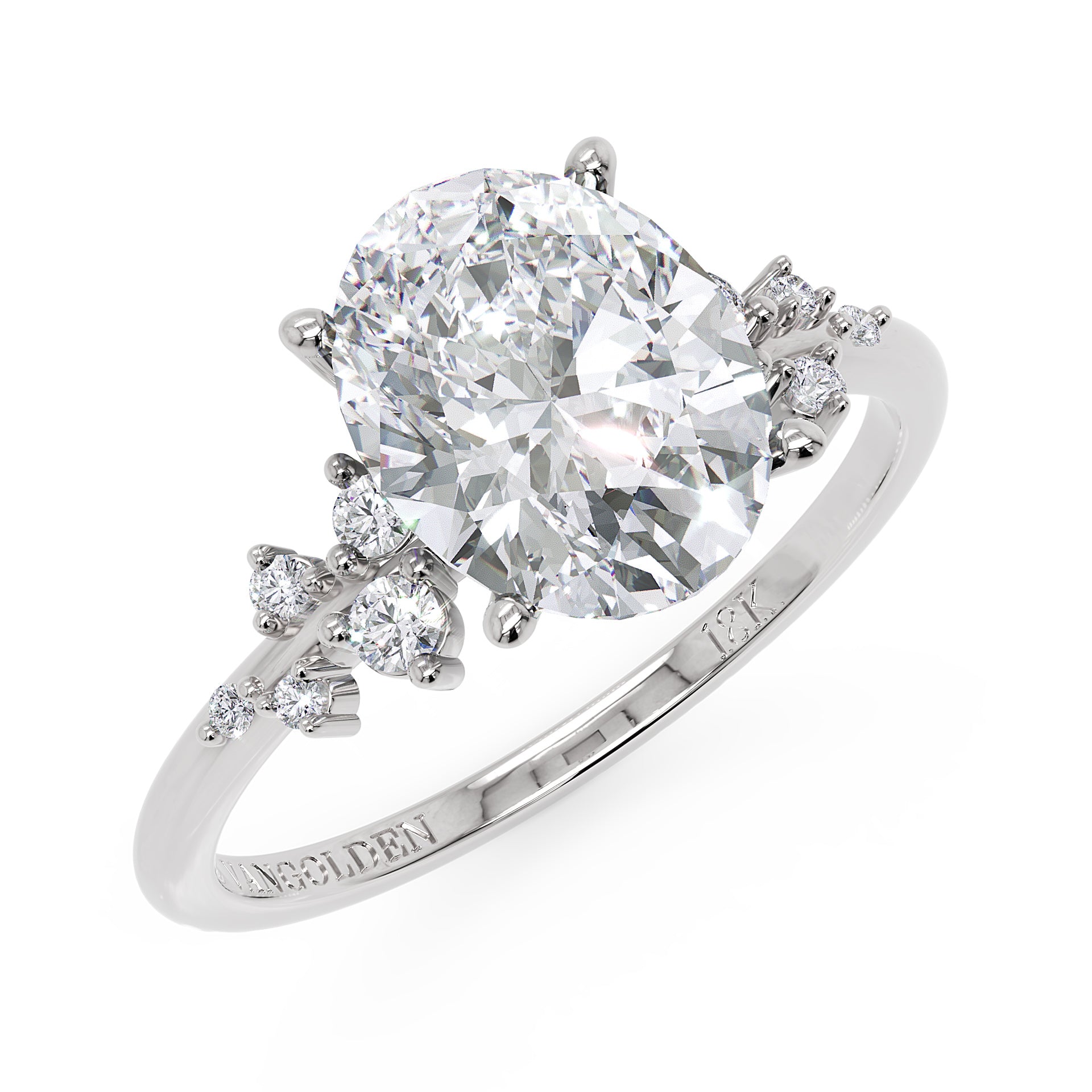 Anel de Noivado Aura Moissanite 2 ct em Ouro 18K