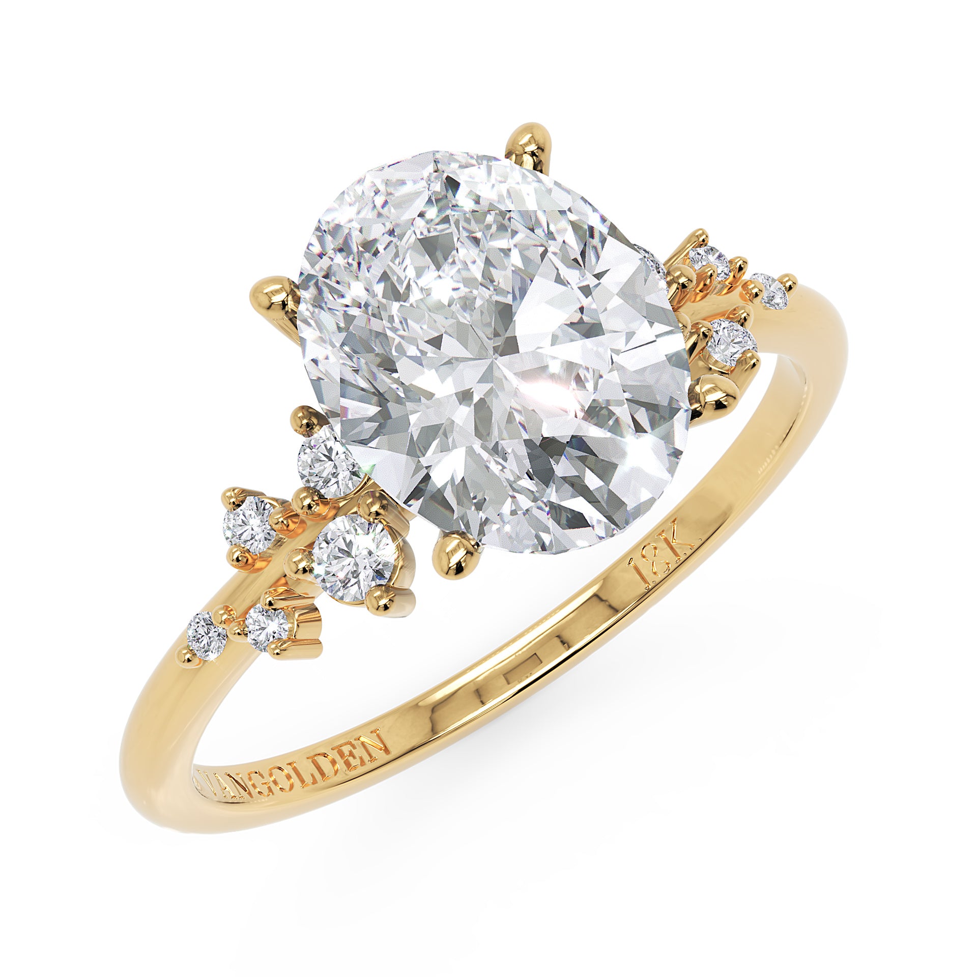 Anel de Noivado Aura Moissanite 2 ct em Ouro 18K