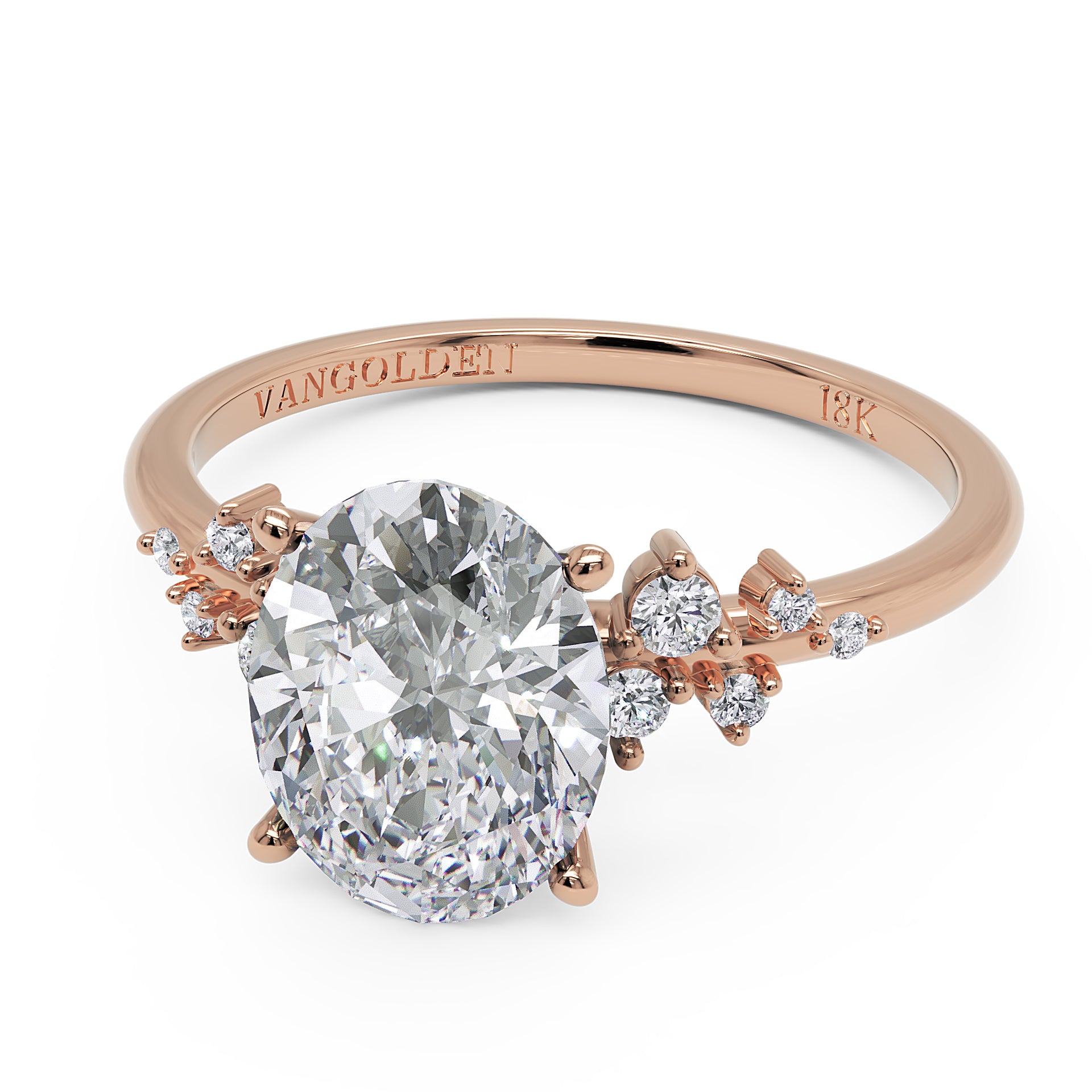 Anel de Noivado Aura Moissanite 2 ct em Ouro 18K