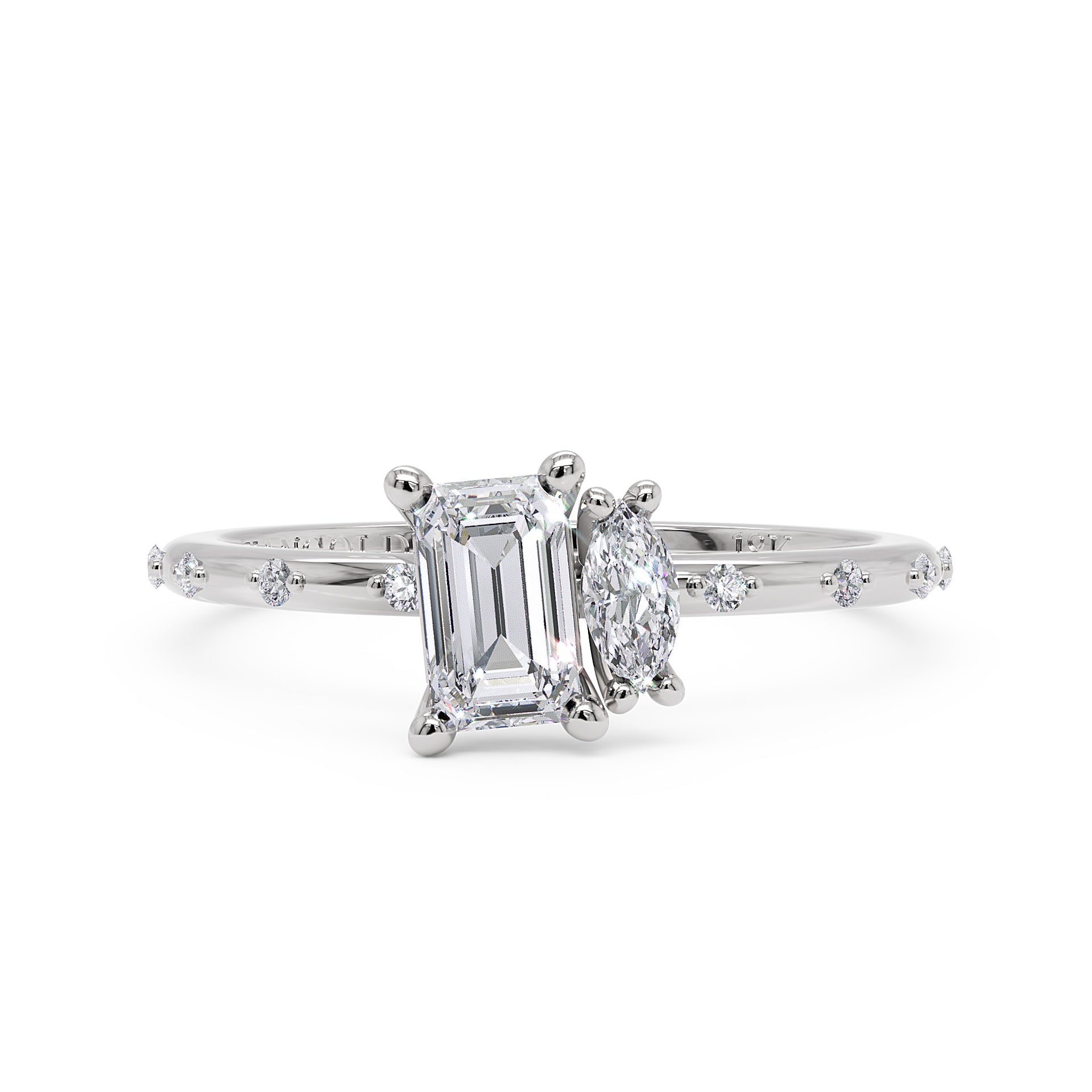 Anel Dual em Ouro 18K com Moissanite Toi et Moi