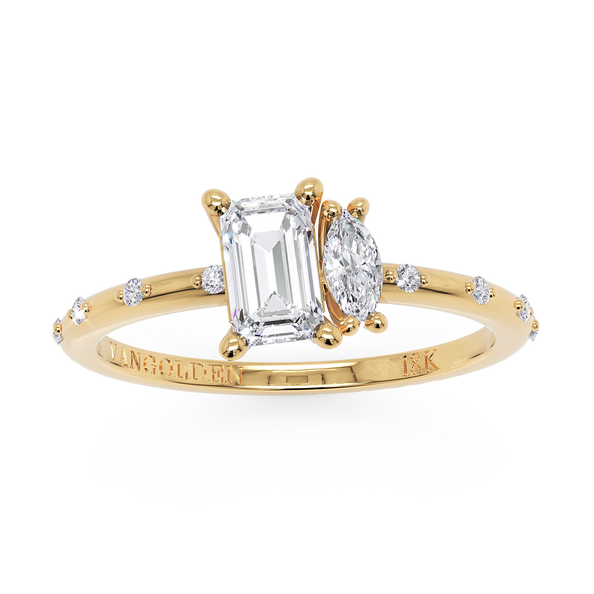 Anel Dual em Ouro 18K com Moissanite Toi et Moi