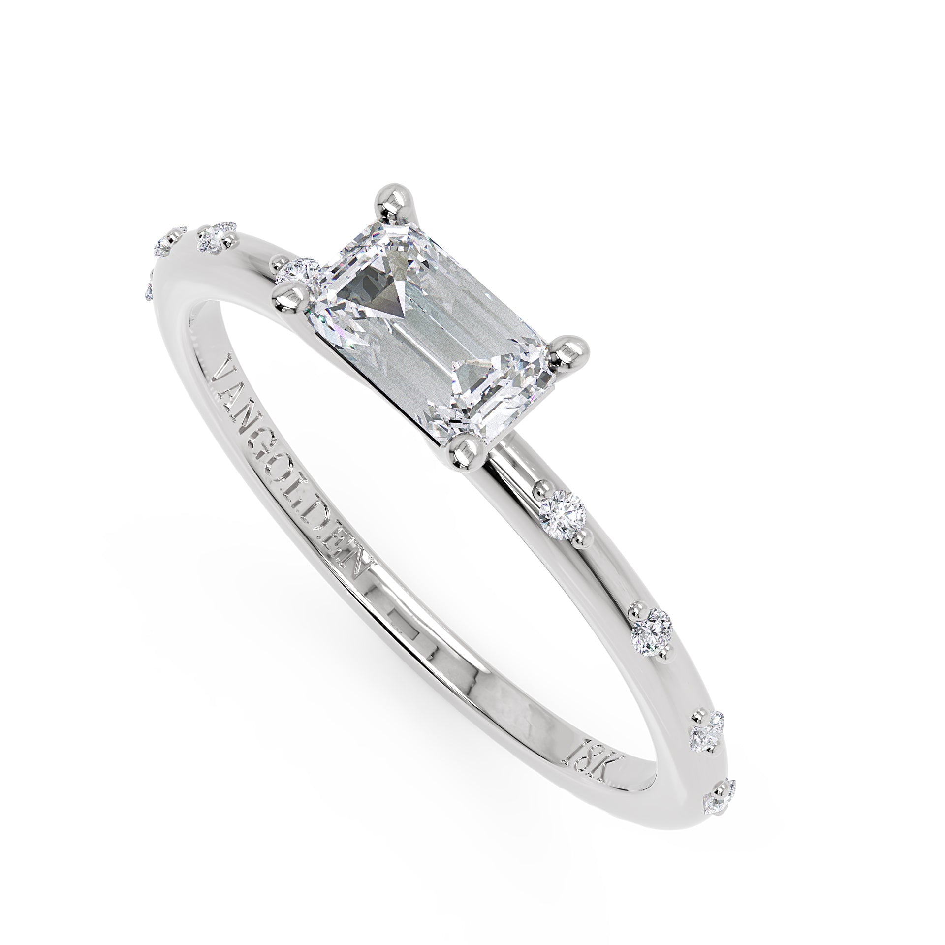 Anel Prizma em Ouro 18K com Moissanite East-West