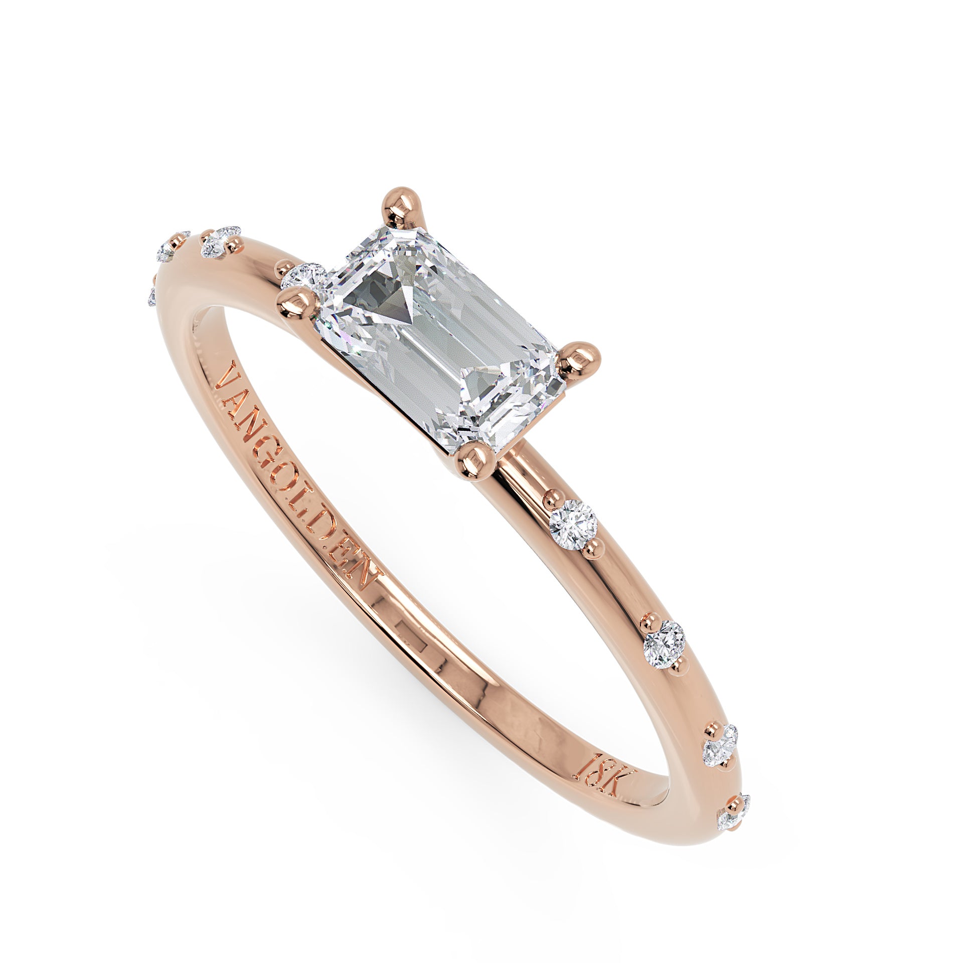 Anel Prizma em Ouro 18K com Moissanite East-West