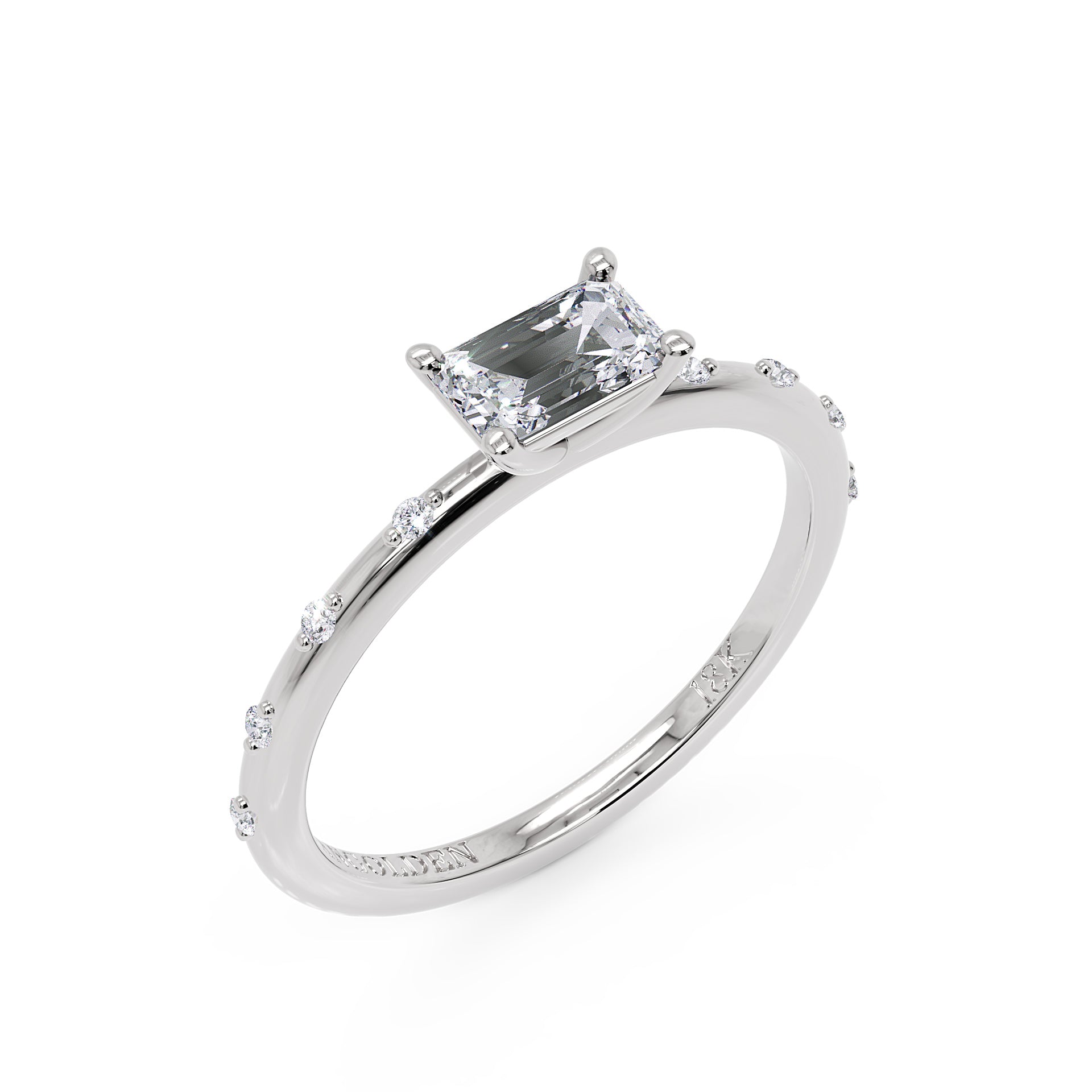 Anel Prizma em Ouro 18K com Moissanite East-West