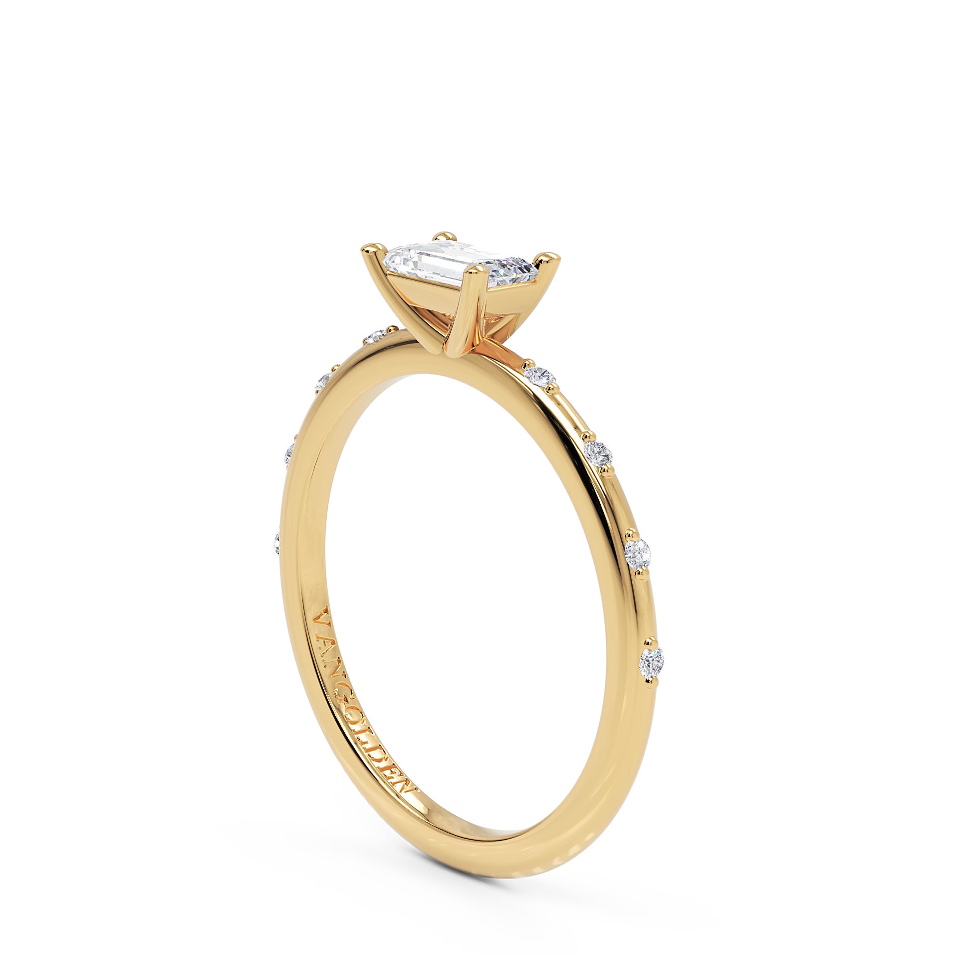 Anel Prizma em Ouro 18K com Moissanite East-West