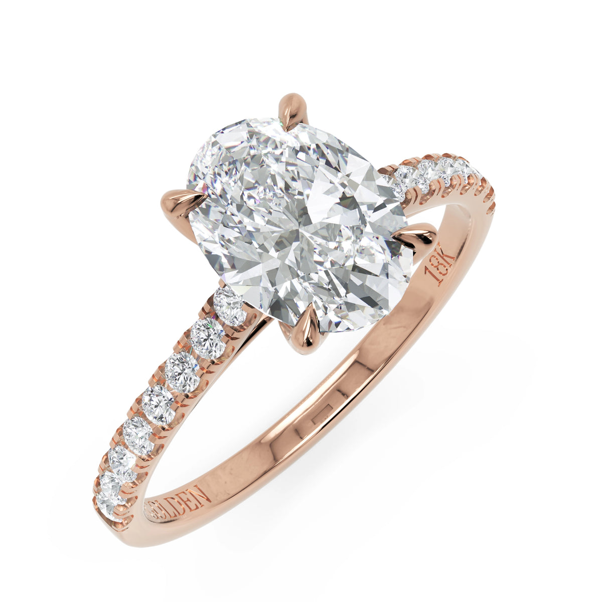 1.5 ct Lab Diamond Palette Tulip Engagement Ring in 18K Gold