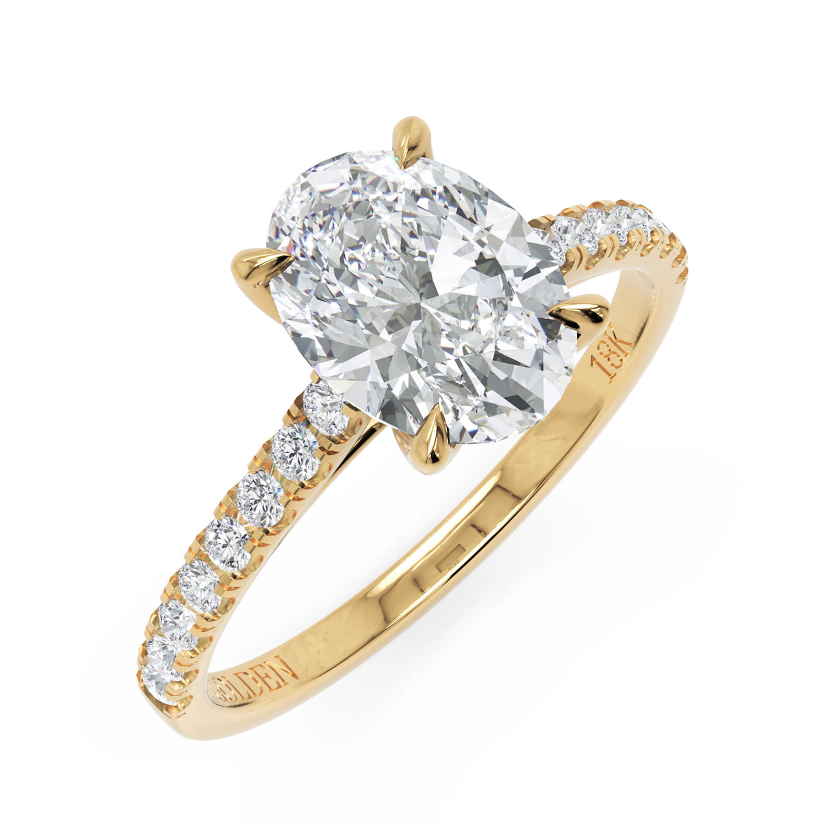 1.5 ct Lab Diamond Palette Tulip Engagement Ring in 18K Gold